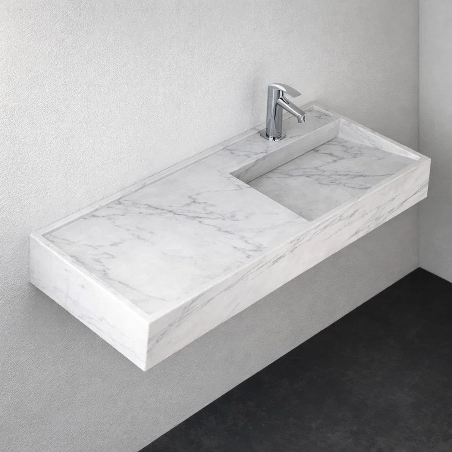 Lavabo Consolle Sospeso Astrid In Stone Bianco Venato - 2