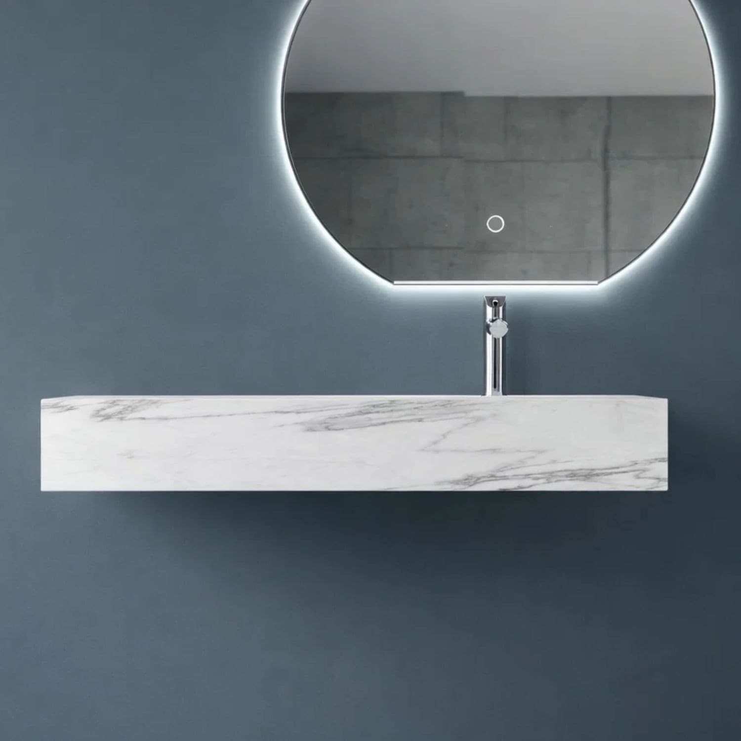 Lavabo Consolle Sospeso Astrid In Stone Bianco Venato - 5