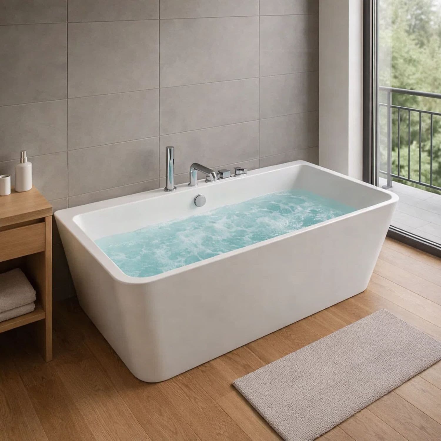 Vasca Freestanding Idromassaggio in Acrilico con 8 Air Jet e Luce LED - 5