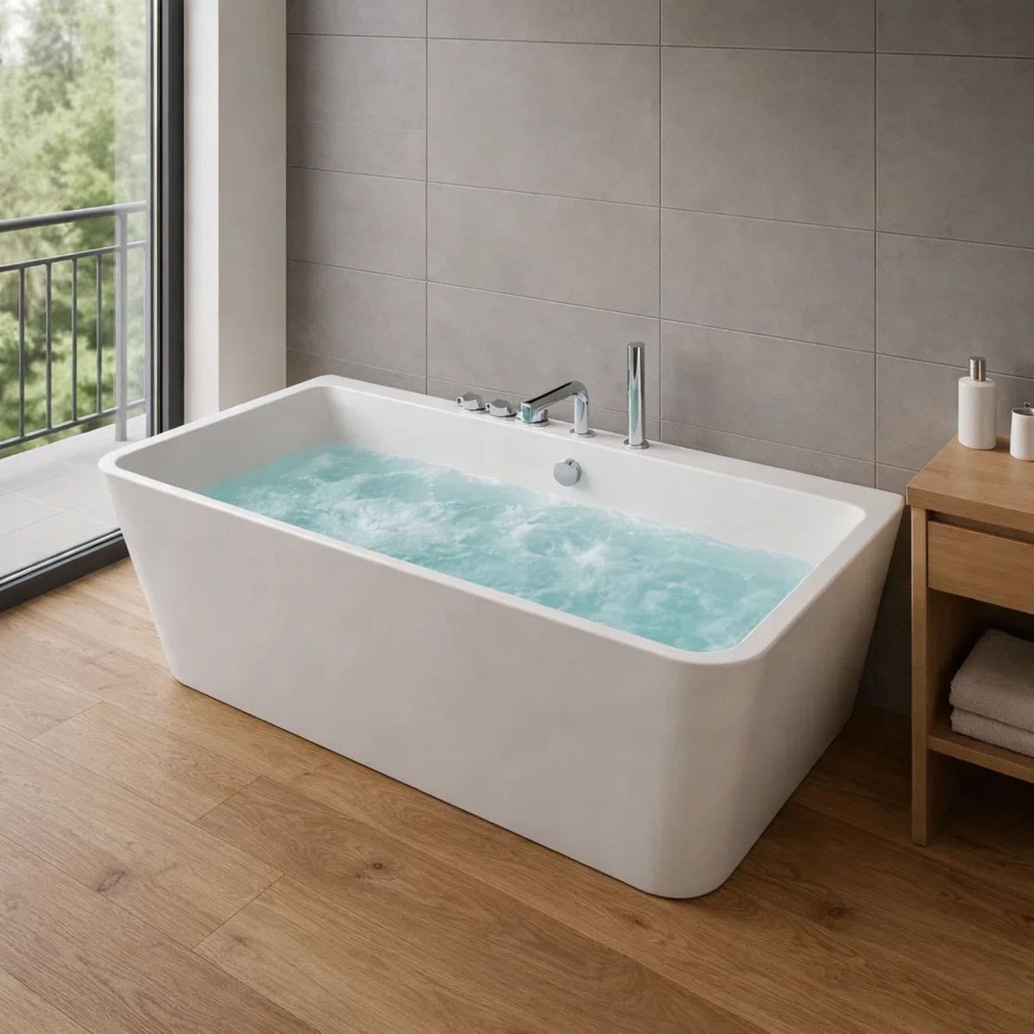Vasca Freestanding Idromassaggio in Acrilico con 8 Air Jet e Luce LED - 2