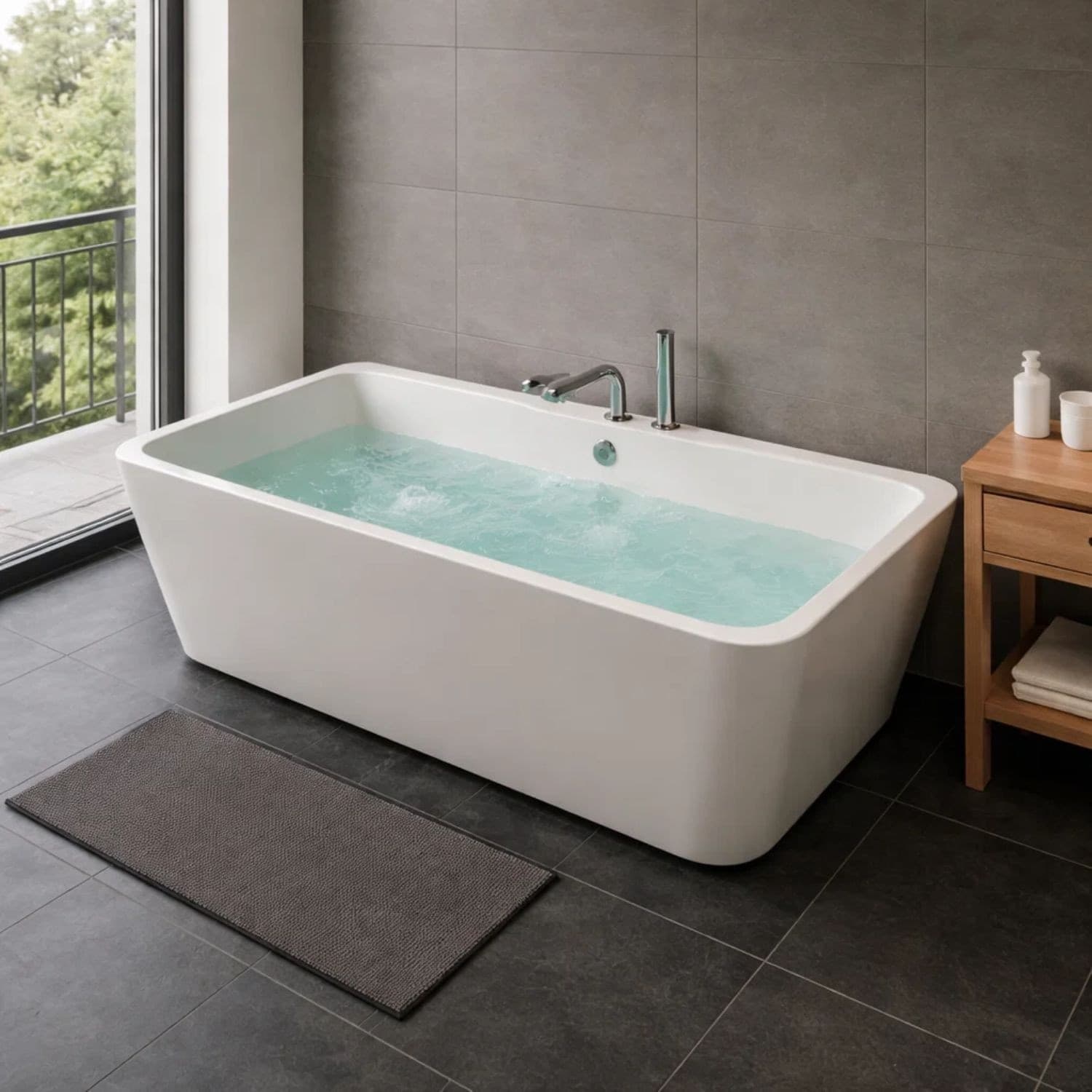 Vasca Freestanding Idromassaggio in Acrilico con 8 Air Jet e Luce LED - 3