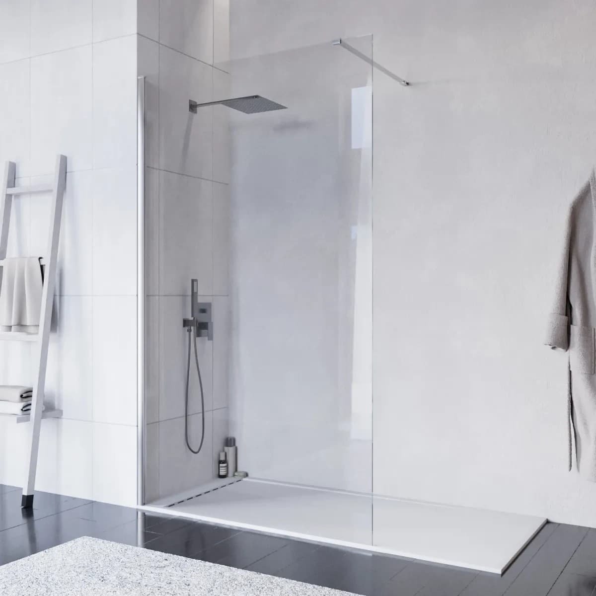 Doccia walk-in 120 cm h200 vetro 8mm anticalcare trasparente TAKO - 2