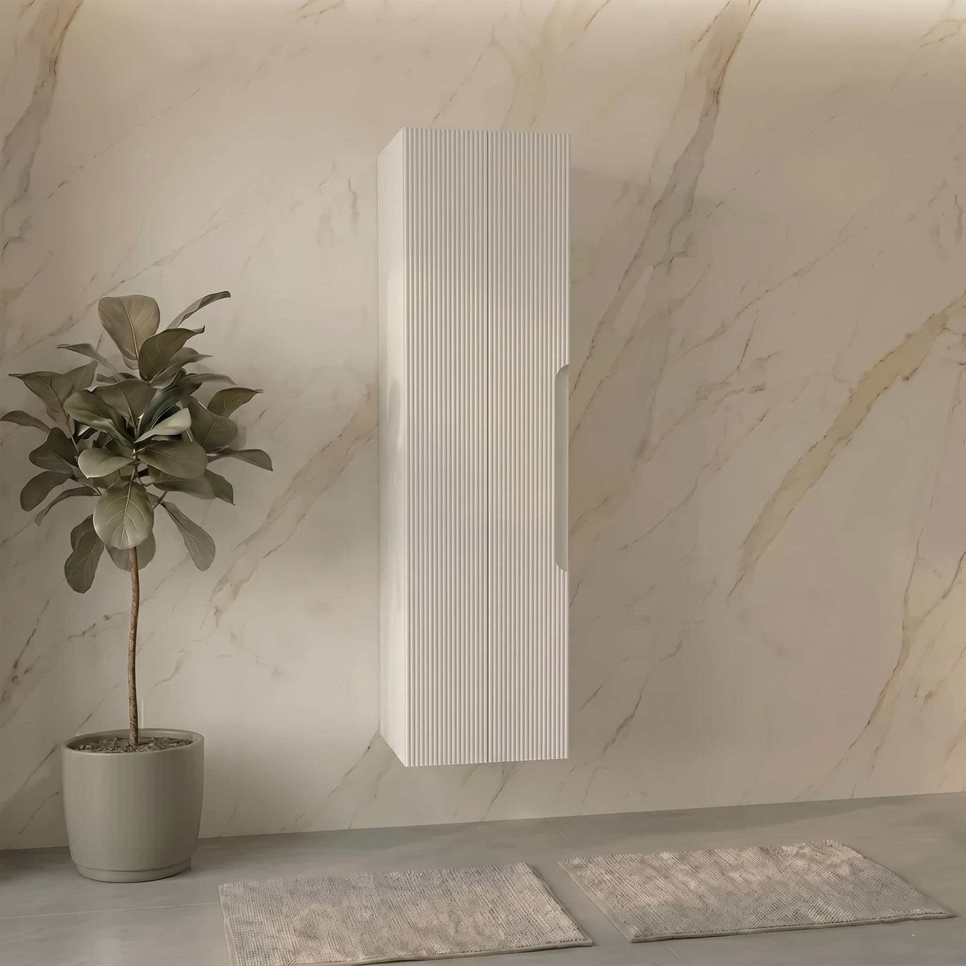 Mobile Colonna bagno con frontale cannettato 138x35x28 - 1