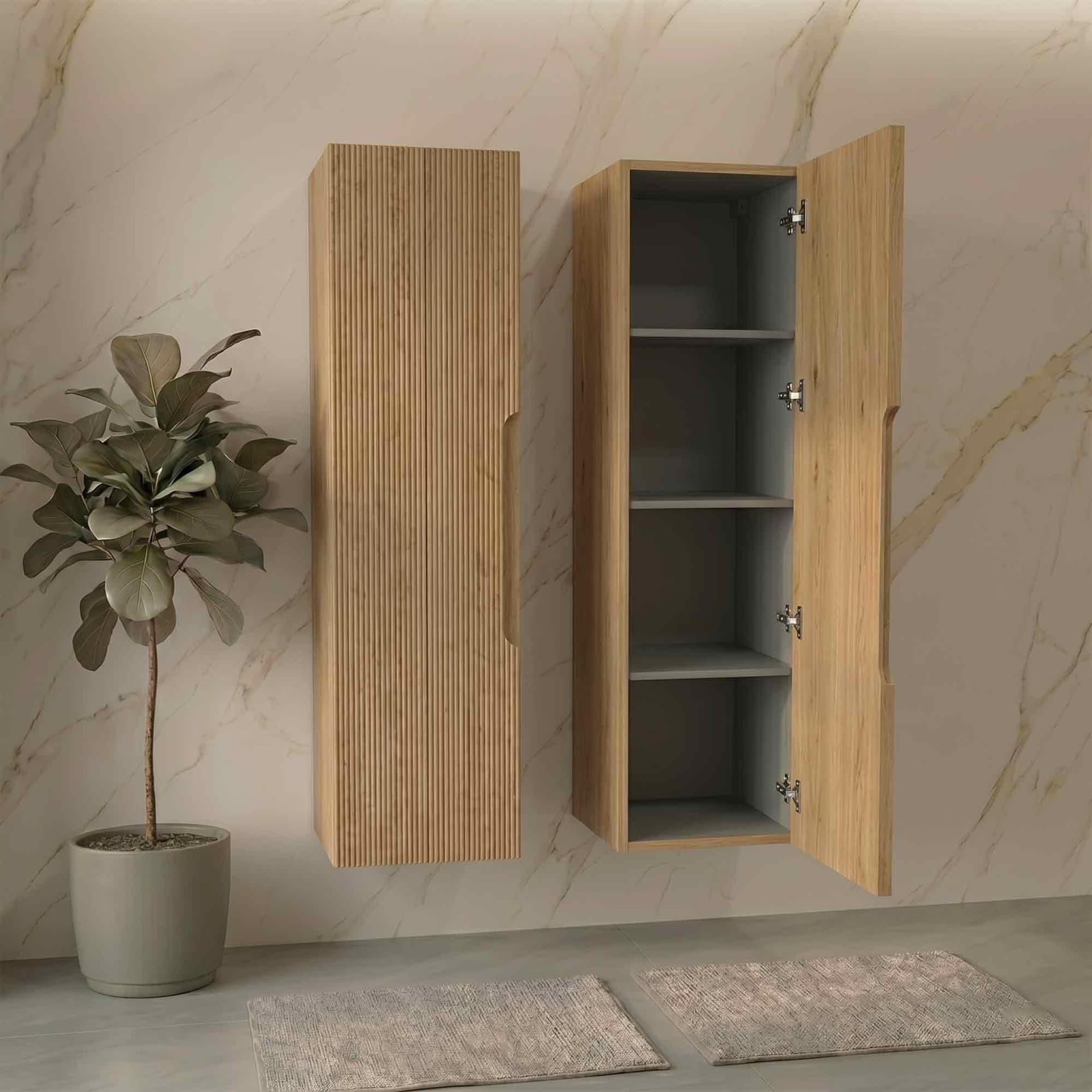 Mobile Colonna bagno con frontale cannettato 138x35x28 - 10