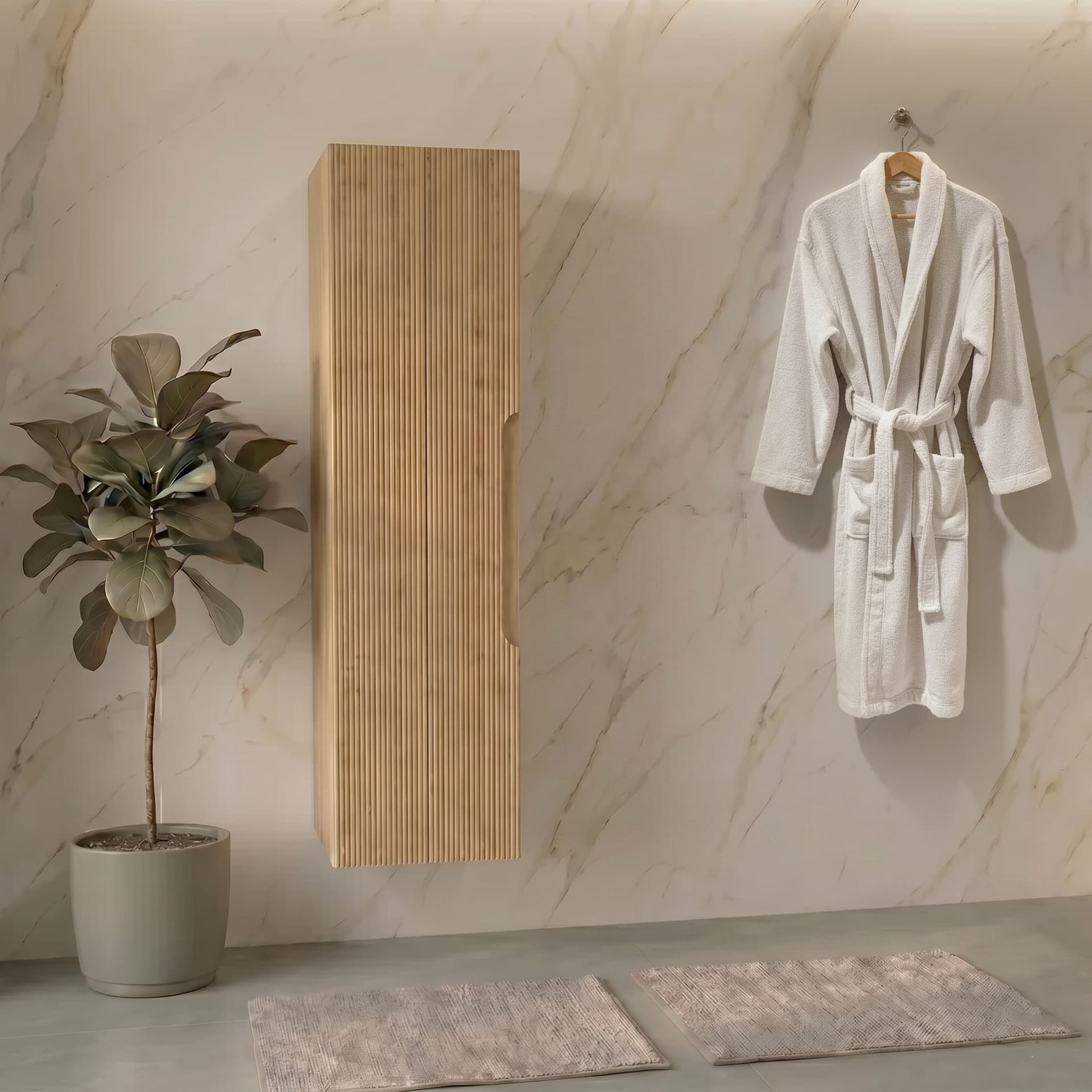 Mobile Colonna bagno con frontale cannettato 138x35x28 - 3