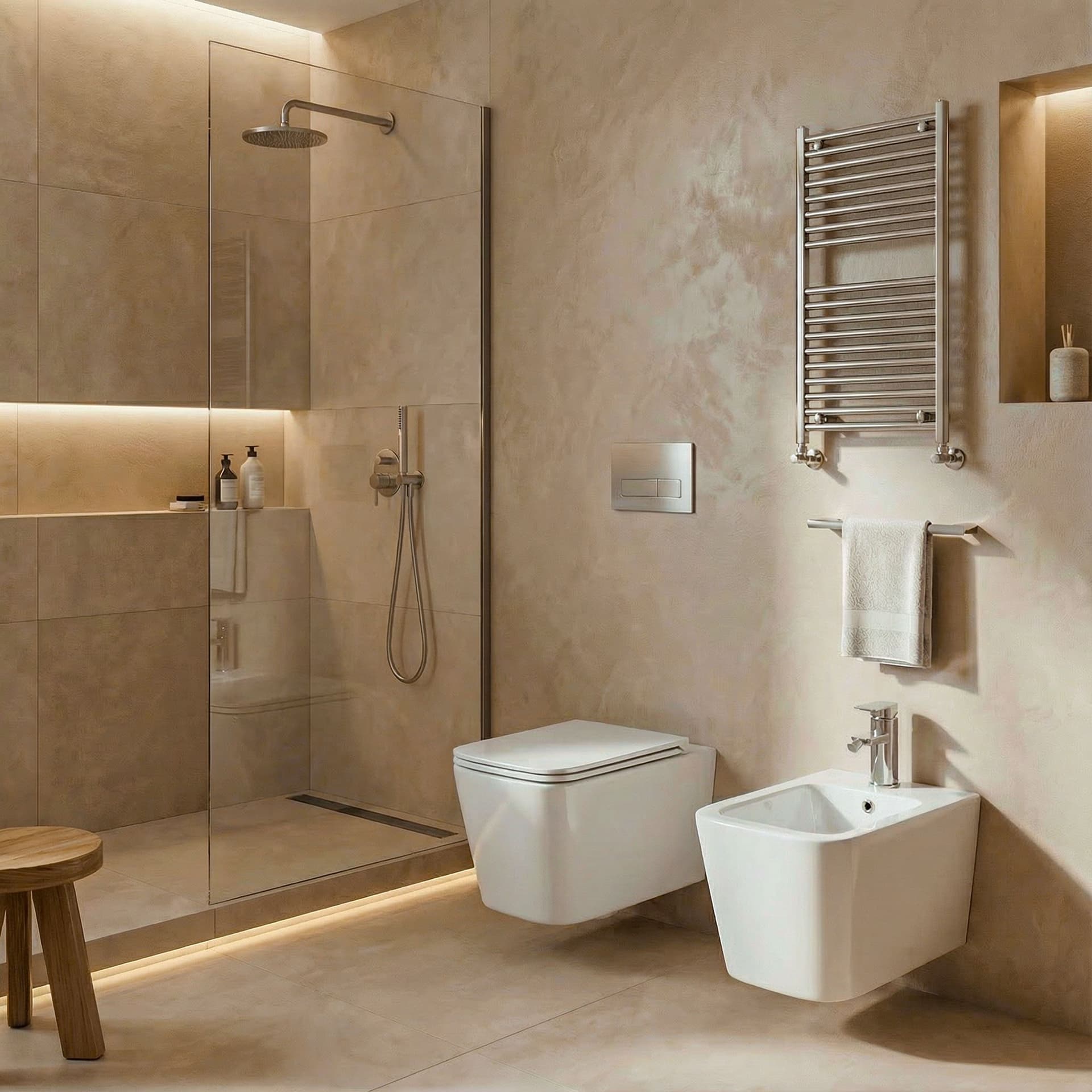 Sanitari quadrati sospesi bianco lucido wc e bidet GRETA - 2