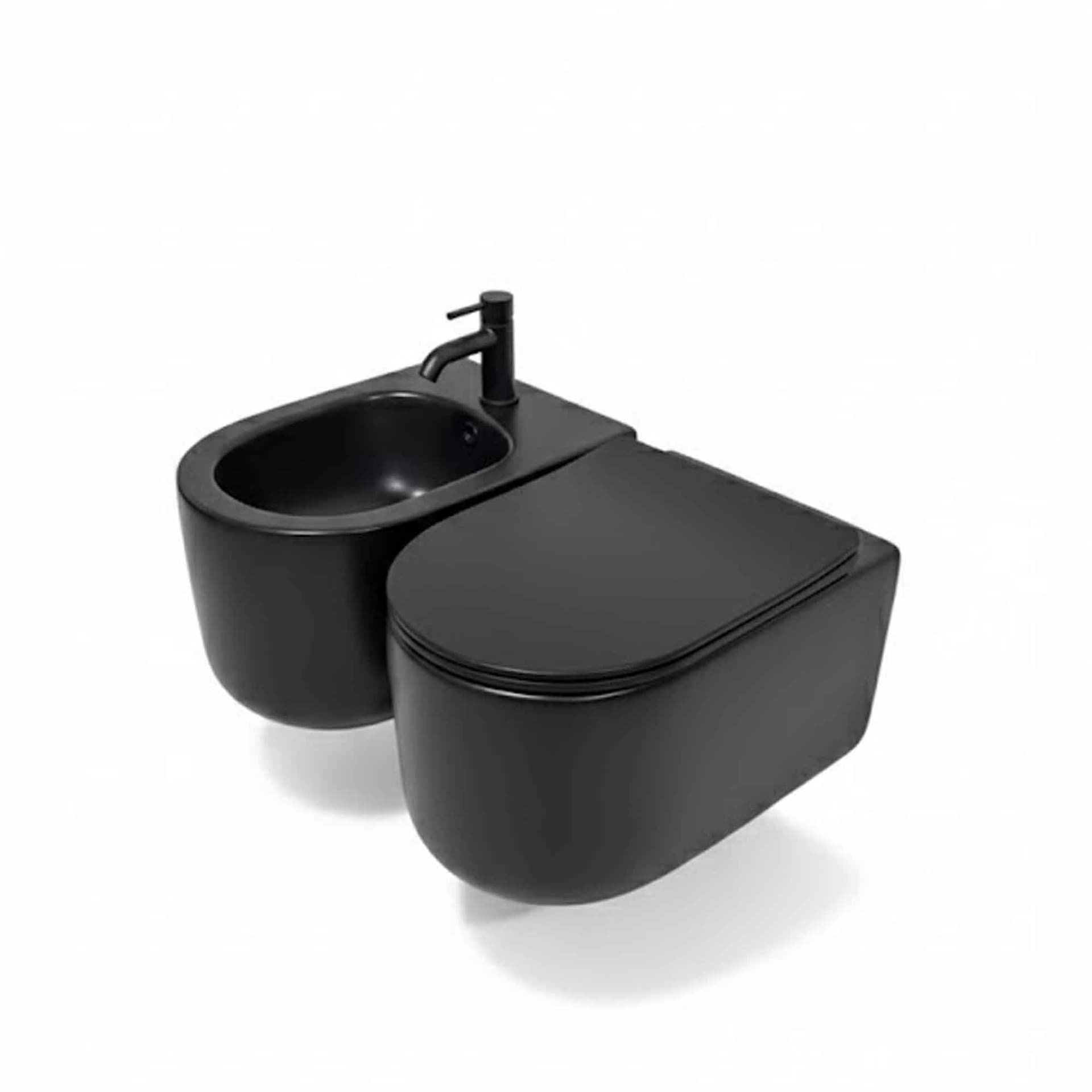 Sanitari sospesi nero opaco con sedile soft close NUVOLA - 2