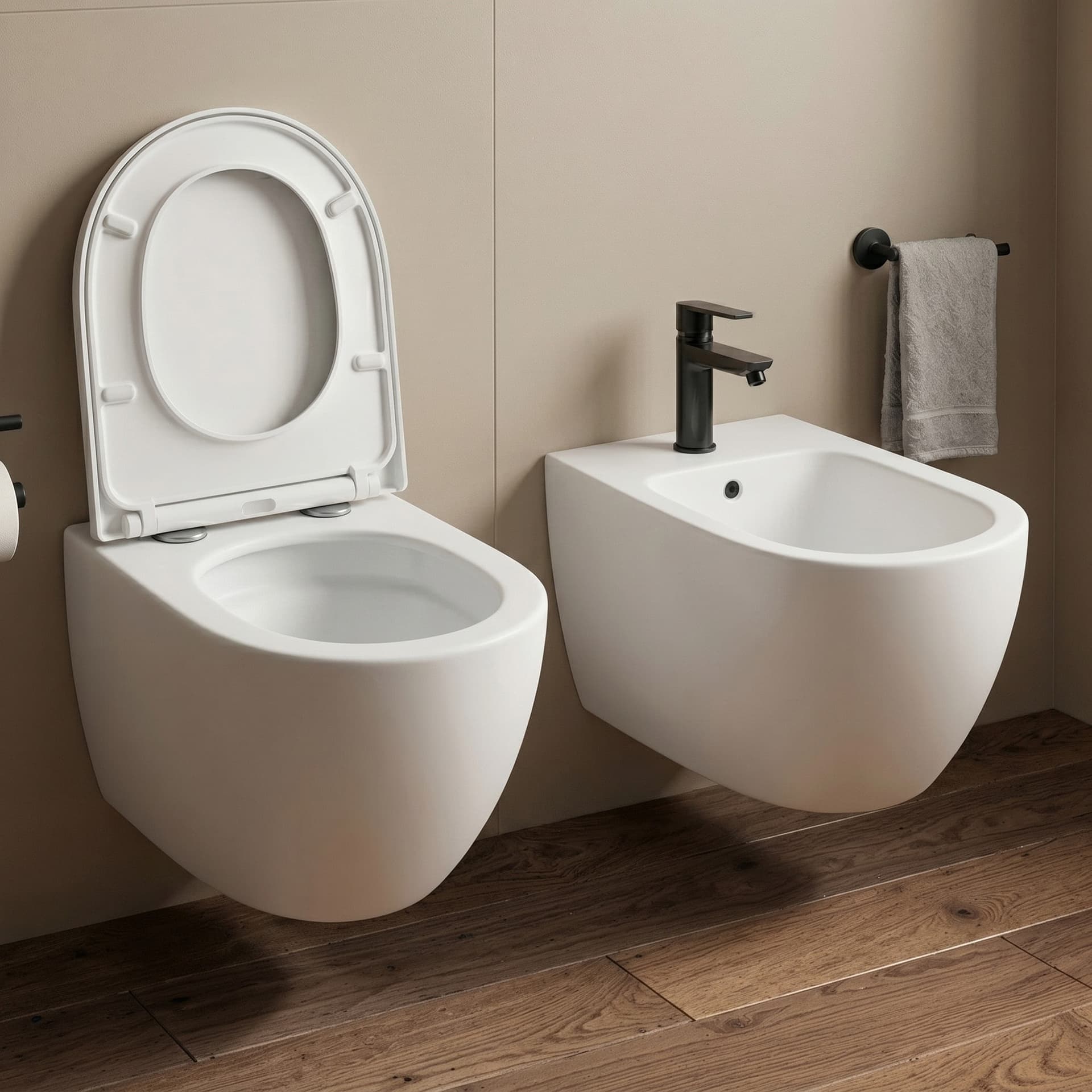 Sanitari Sospesi bianco opaco Wc E Bidet scarico ciclonico MOON - 2