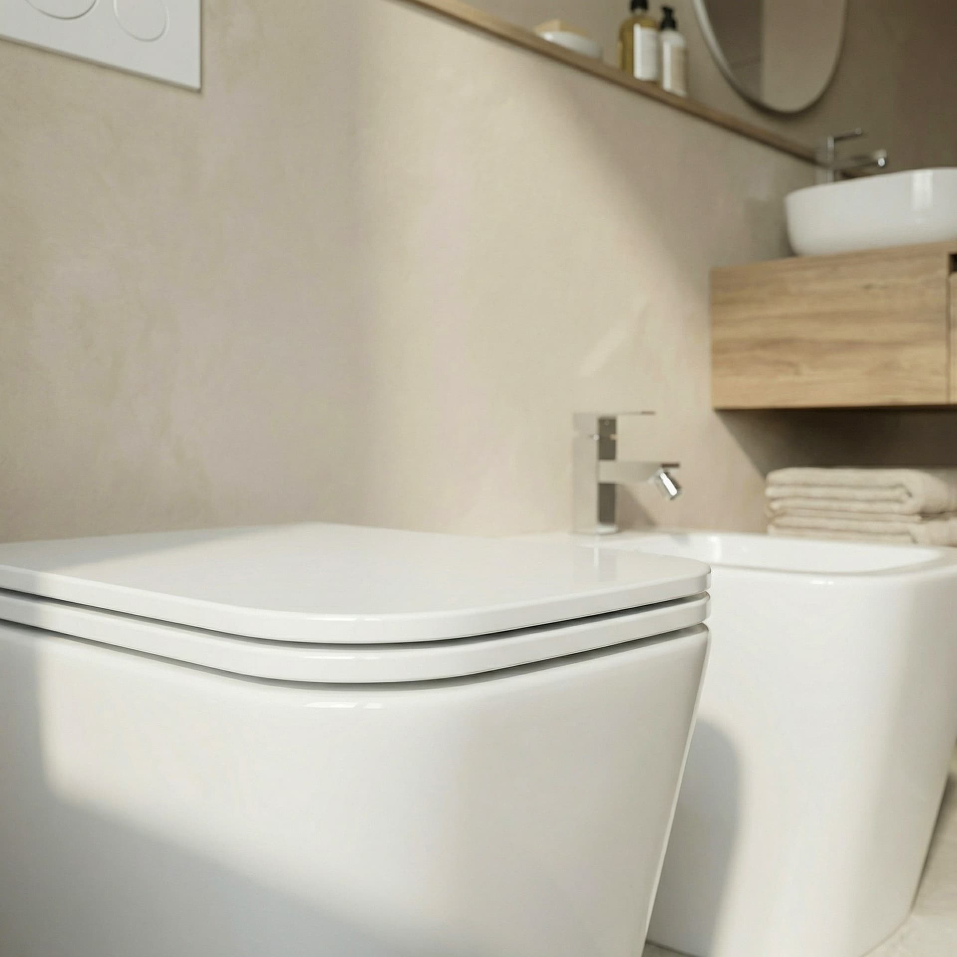 Sanitari quadrati filo muro bianco lucido wc e bidet GRETA - 4