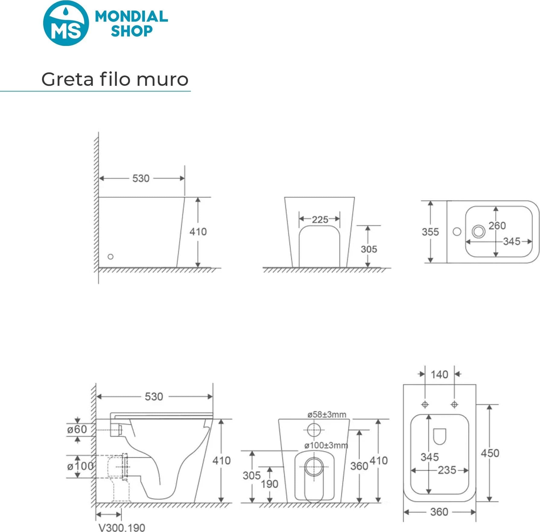 Sanitari quadrati filo muro bianco lucido wc e bidet GRETA - 5