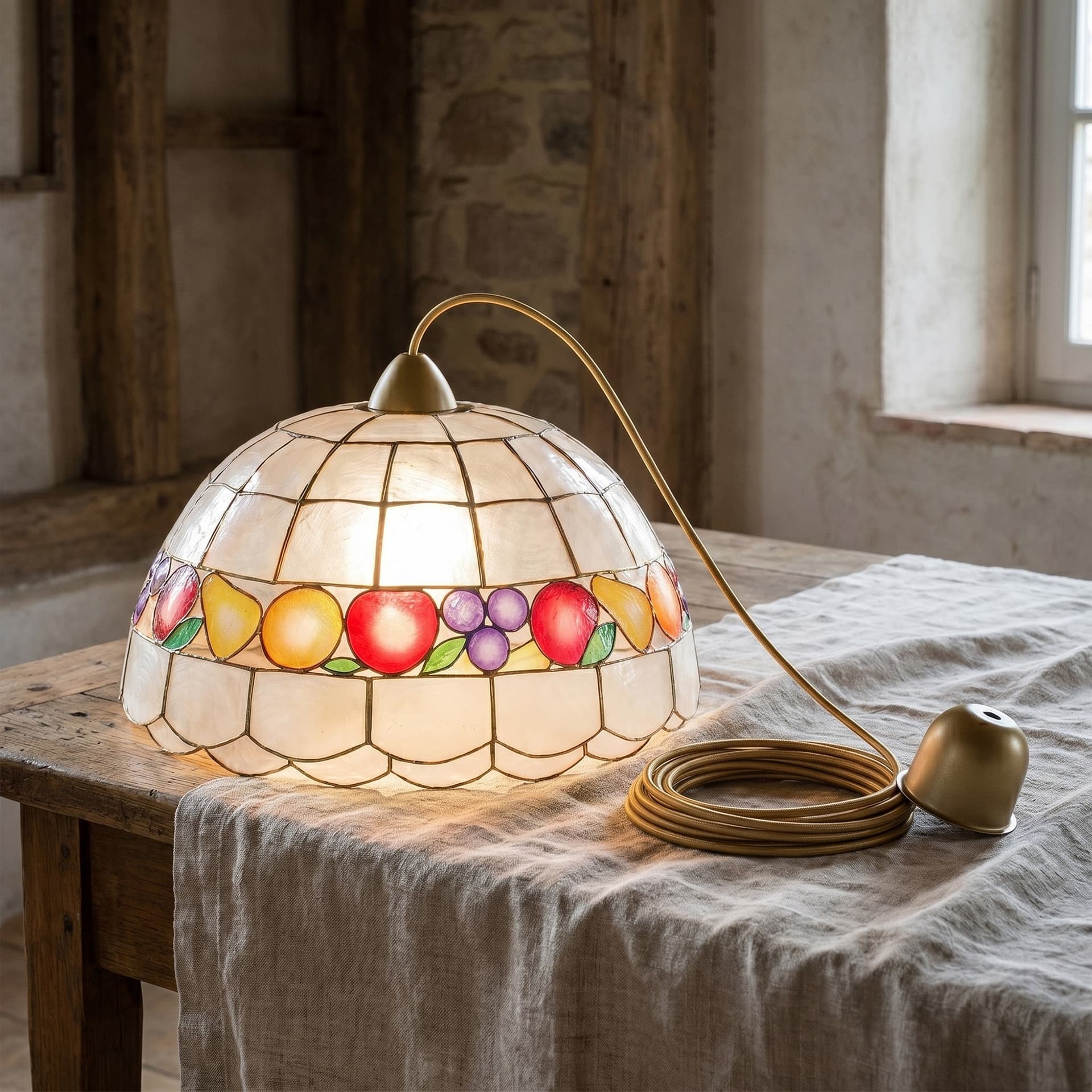 Sospensioni Tiffany in madreperla con decori in frutta - 3