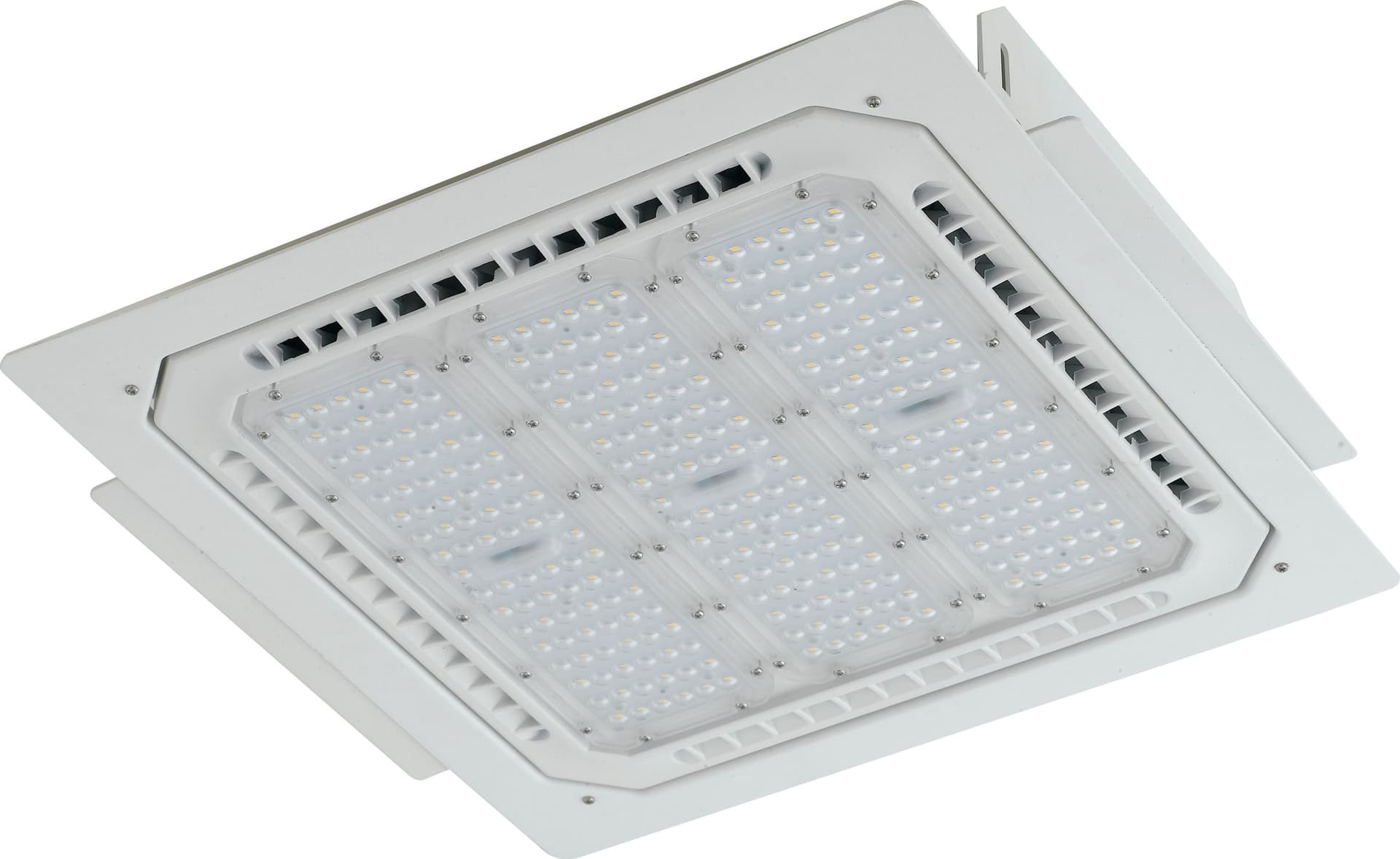 Proiettore a led da incasso faro per pensiline o soffitto rettangolare 80w 10500Lm bianco - 3
