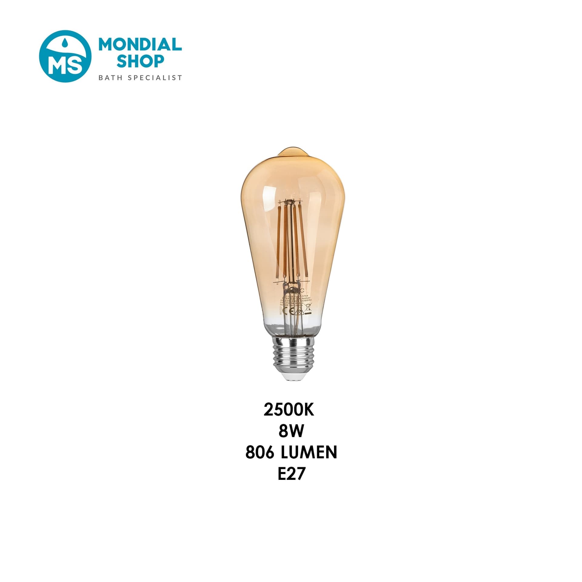 Lampadina LED E27 8W Filamento ambrato 806 Lumen Luce vintage - 3