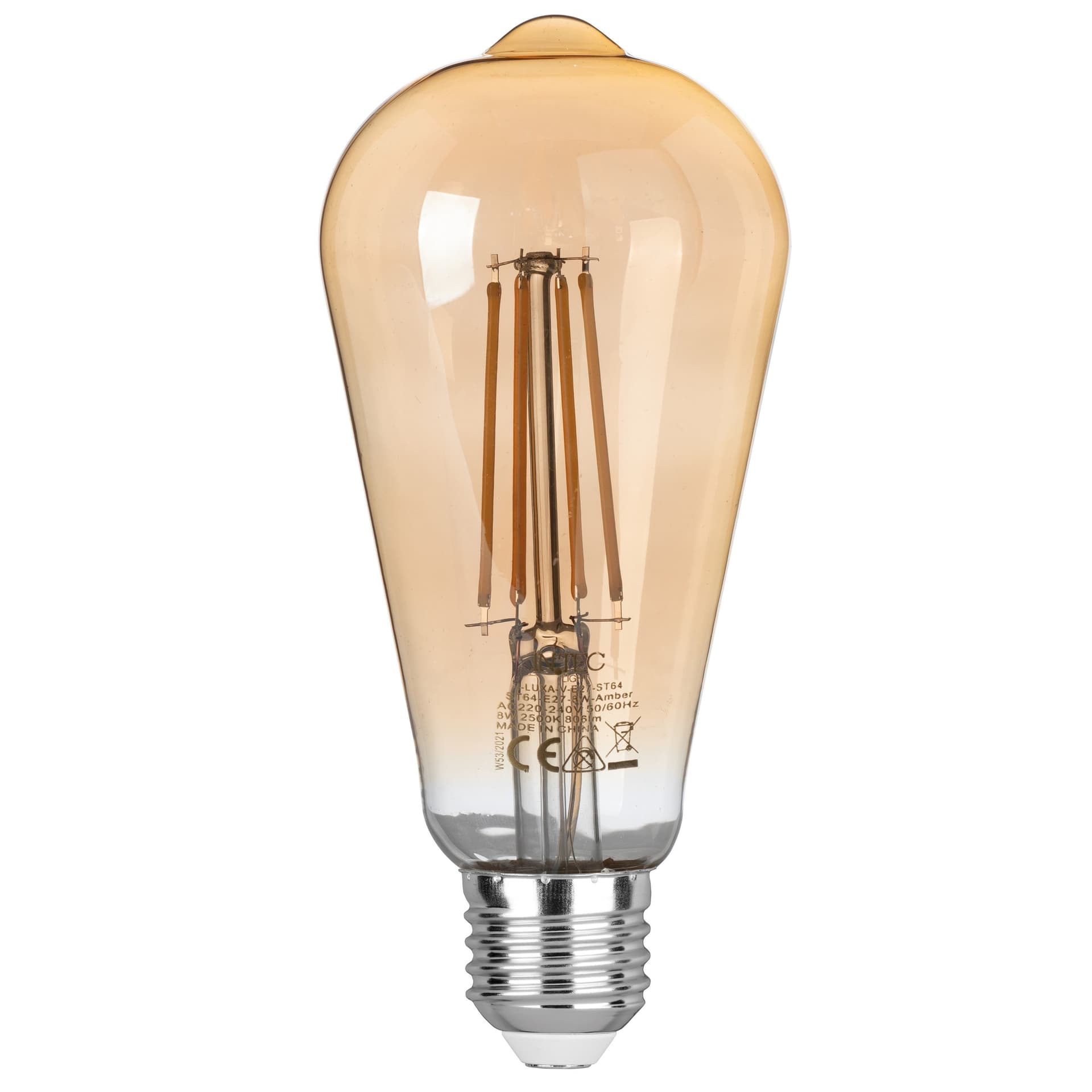 Lampadina LED E27 8W Filamento ambrato 806 Lumen Luce vintage - 4