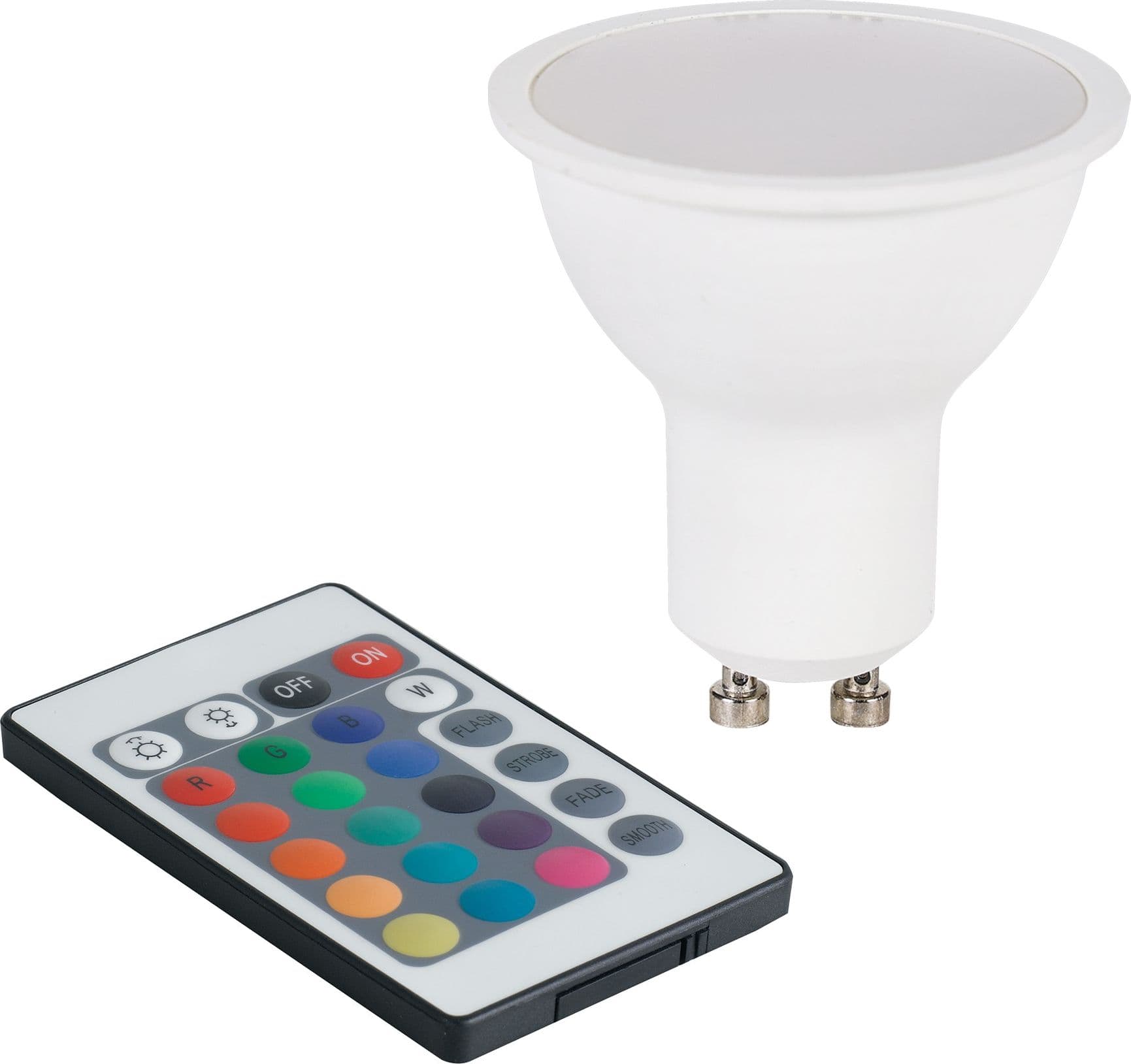 Lampadina LED RGB con telecomando Attacco GU10 5W Multicolore Luce Bianca - 4