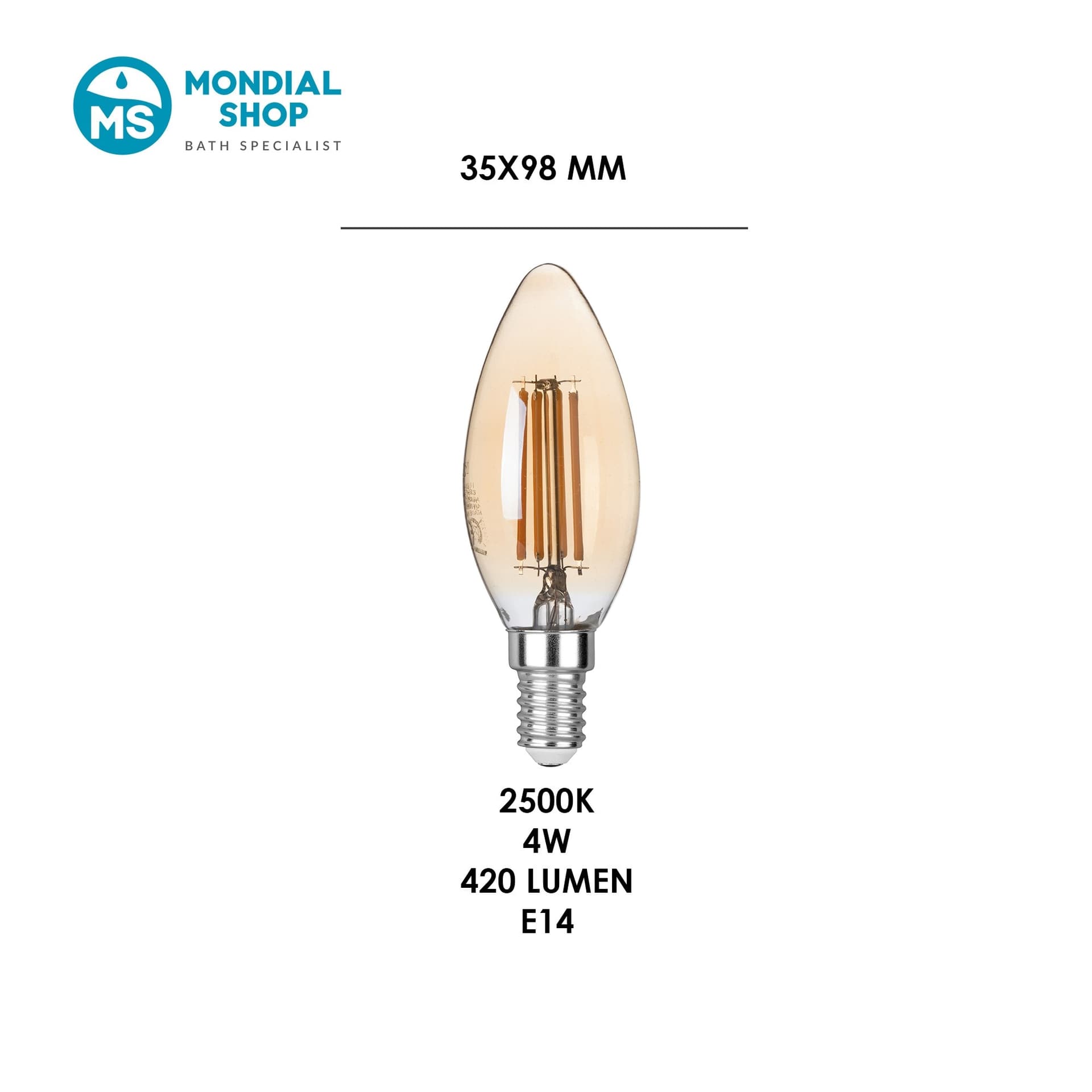 Lampadina LED E14 Vintage ambra 4W Luce caldissima Effetto candela - 4