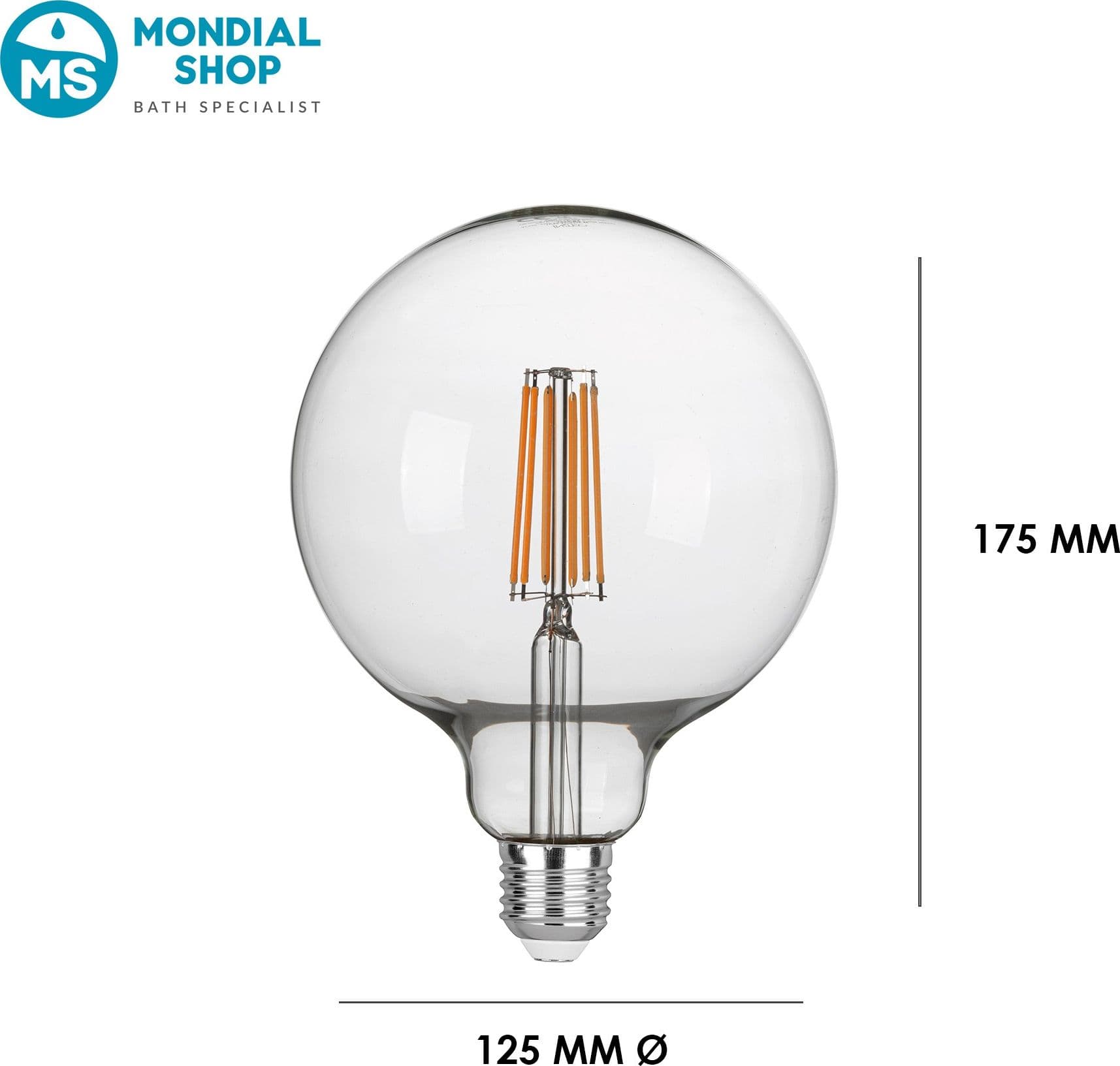 Globo LED E27 8W Filamento Trasparente 1055lm Luce Calda Accogliente H17,5CM - 4