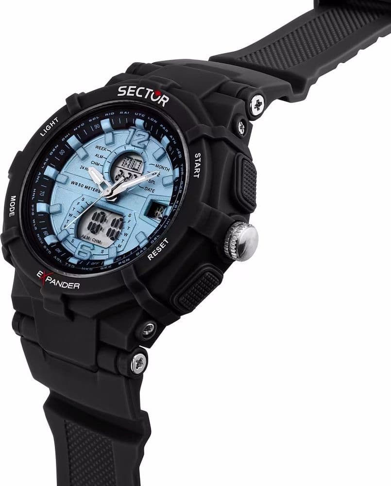 Orologio Sector Ex-09 Uomo Nero Azzurro Digitale Analogico (R3251296005) - 2