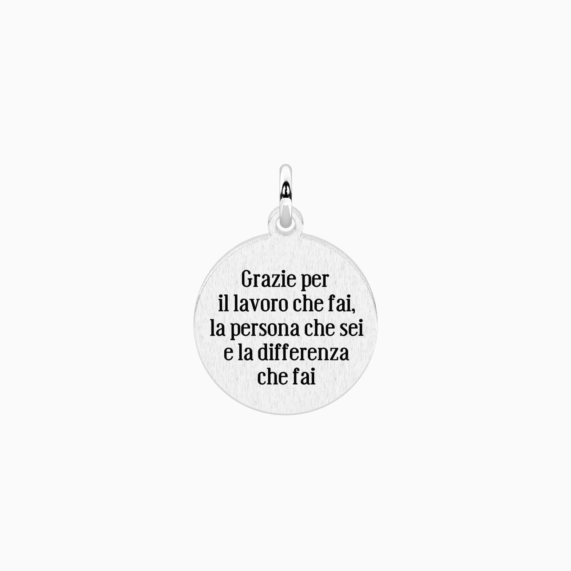 Kidult   -  Ciondolo tondo con frase per la maestra  MAESTRA - 2