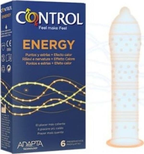 Preservativi stimolanti maschili Control Adapta Energy effetto caldo 6 pz