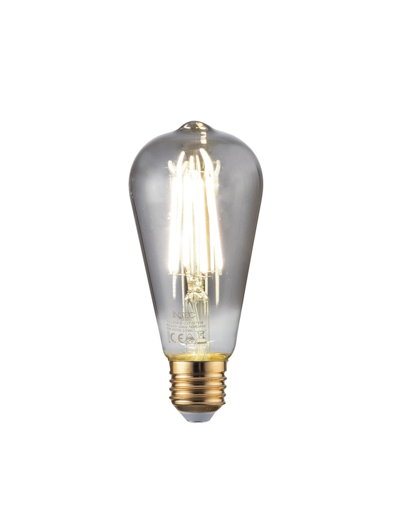 LAMPADINA LED FILAMENTO SMOKE E27 8W 210LM 1800K 300° 64X142mm 15000h CRI80