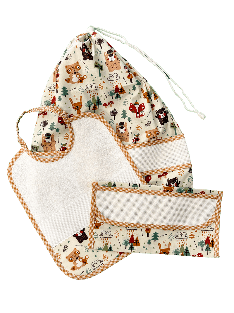 Set accessori asilo da ricamo 3 pezzi bosco