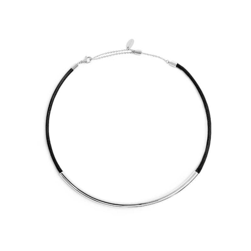 Marlù    Collana cordino cerato nero con tubolare centrale - 2