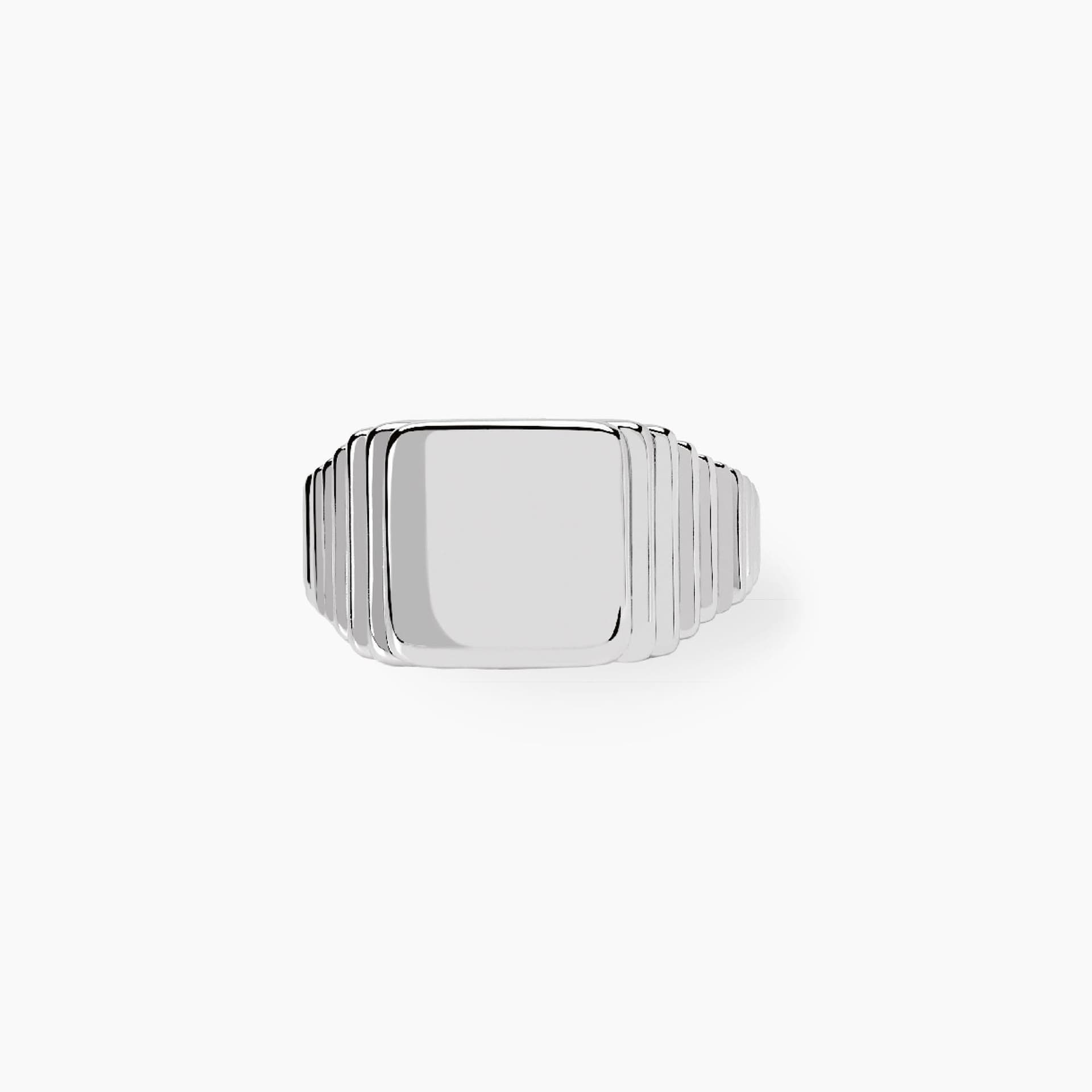 Mabina  -  Anello uomo chevalier regolabile in argento con tavola quadrata - 2