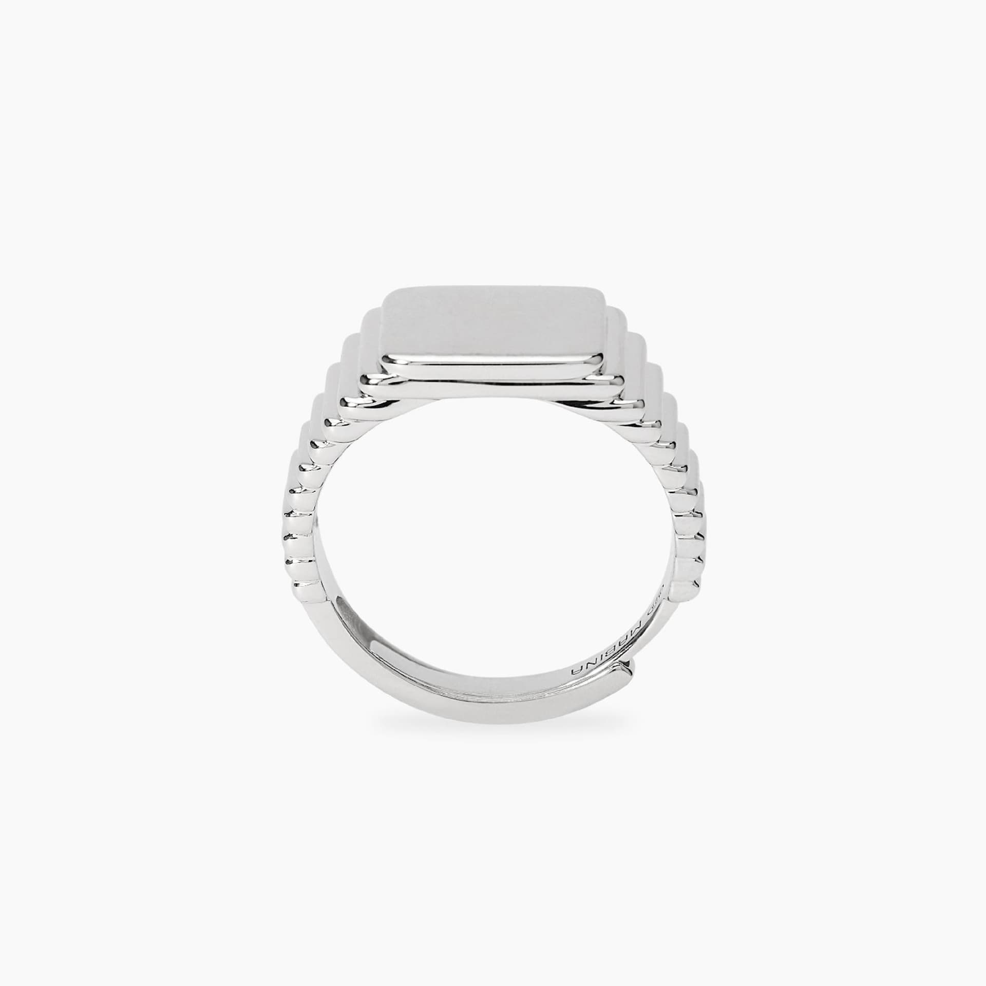 Mabina  -  Anello uomo chevalier regolabile in argento con tavola quadrata - 3
