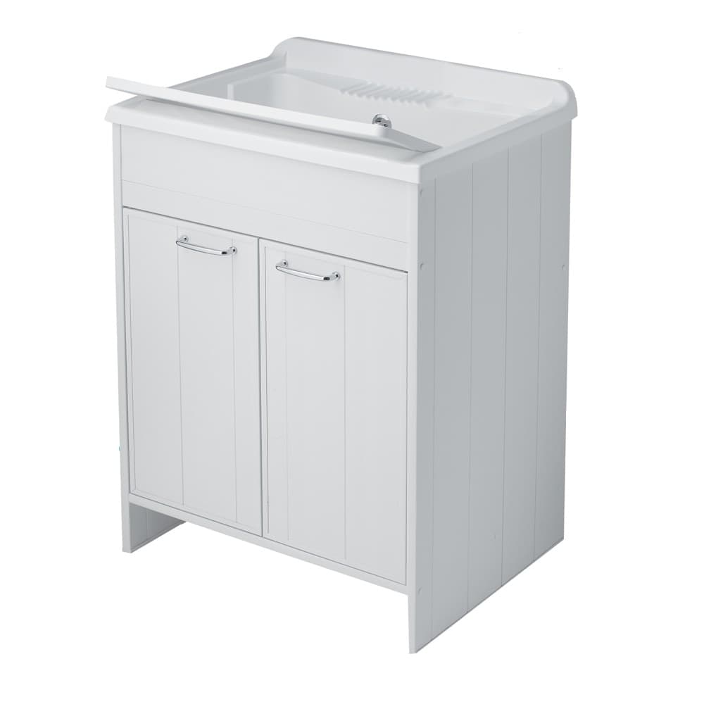 Lavatoio Lavello In Resina Antigraffio Doppia Singola Anta Varie Misure Mobile In Pvc Interno Bianco - 3