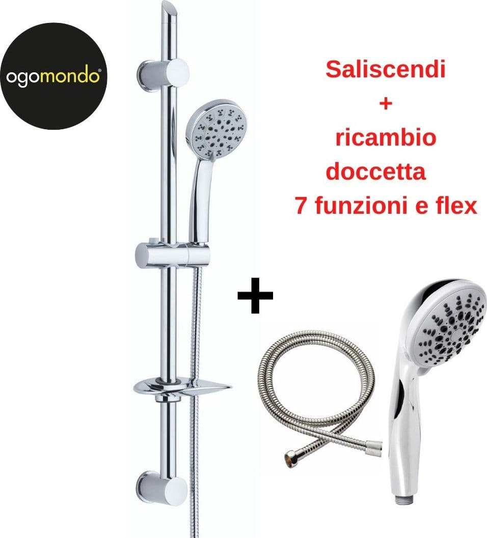 Saliscendi doccia modello Flash con kit ricambio doccetta e flessibile - 3