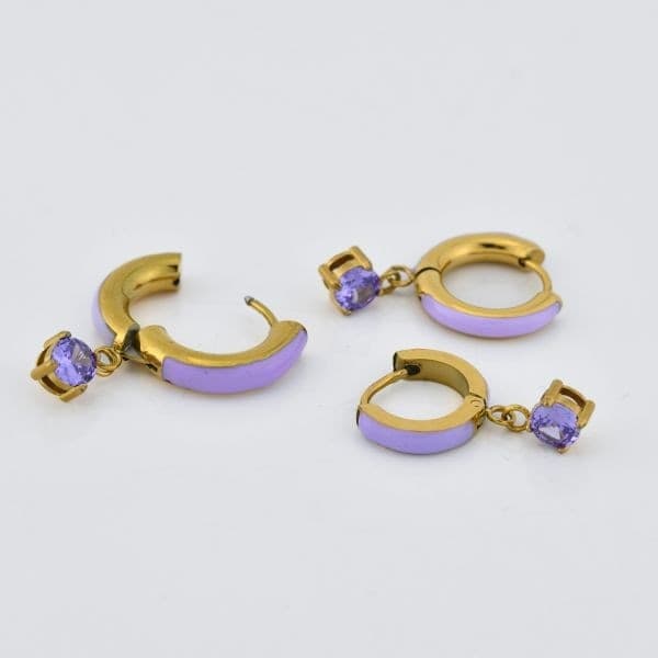 Boccadamo - Orecchini a cerchio con zircone piccolo tanzanite e cerchio smaltato tanzanite - 2