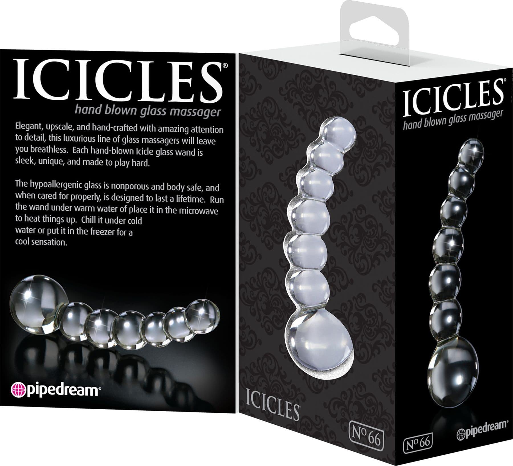 Dildo in vetro trasparente Icicles NO.66 di Pipedream - 3