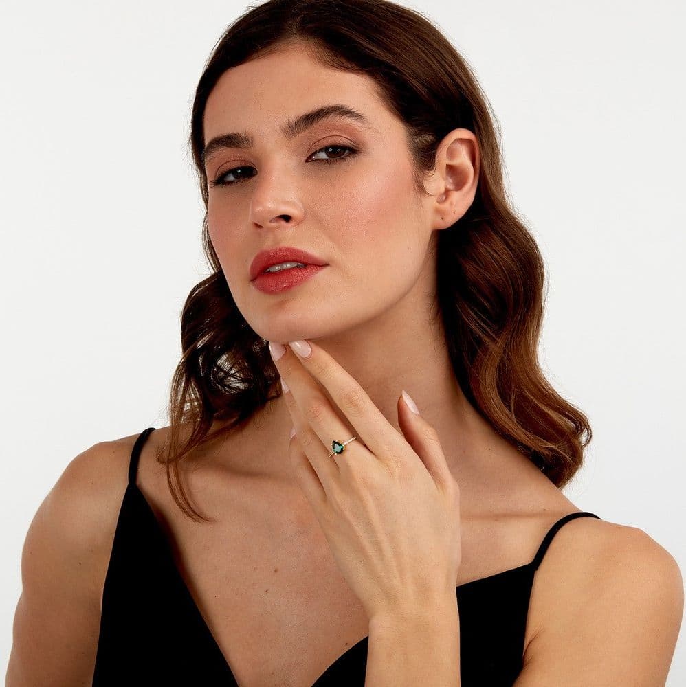 Morellato Tesori – Anello Solitario Dorato con Zircone Verde (SAIW203) - 6