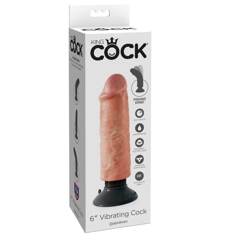 Vibratore King Cock 6" dildo realistico 15,2 cm a ventosa - 7