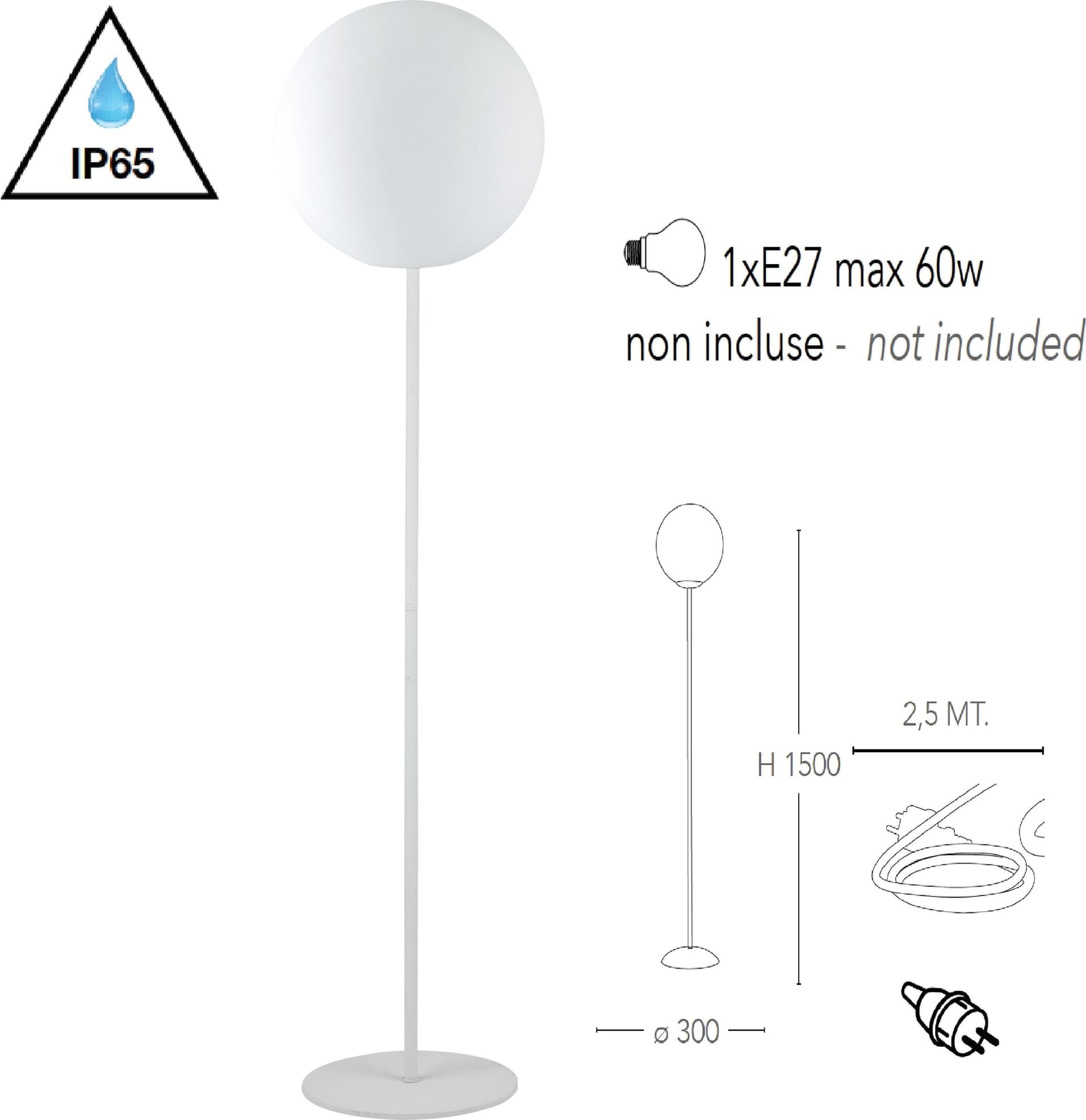 Piantana da pavimento GECO per giardino a sfera bianca dm 30 cm 1xE27 max 60W - 2