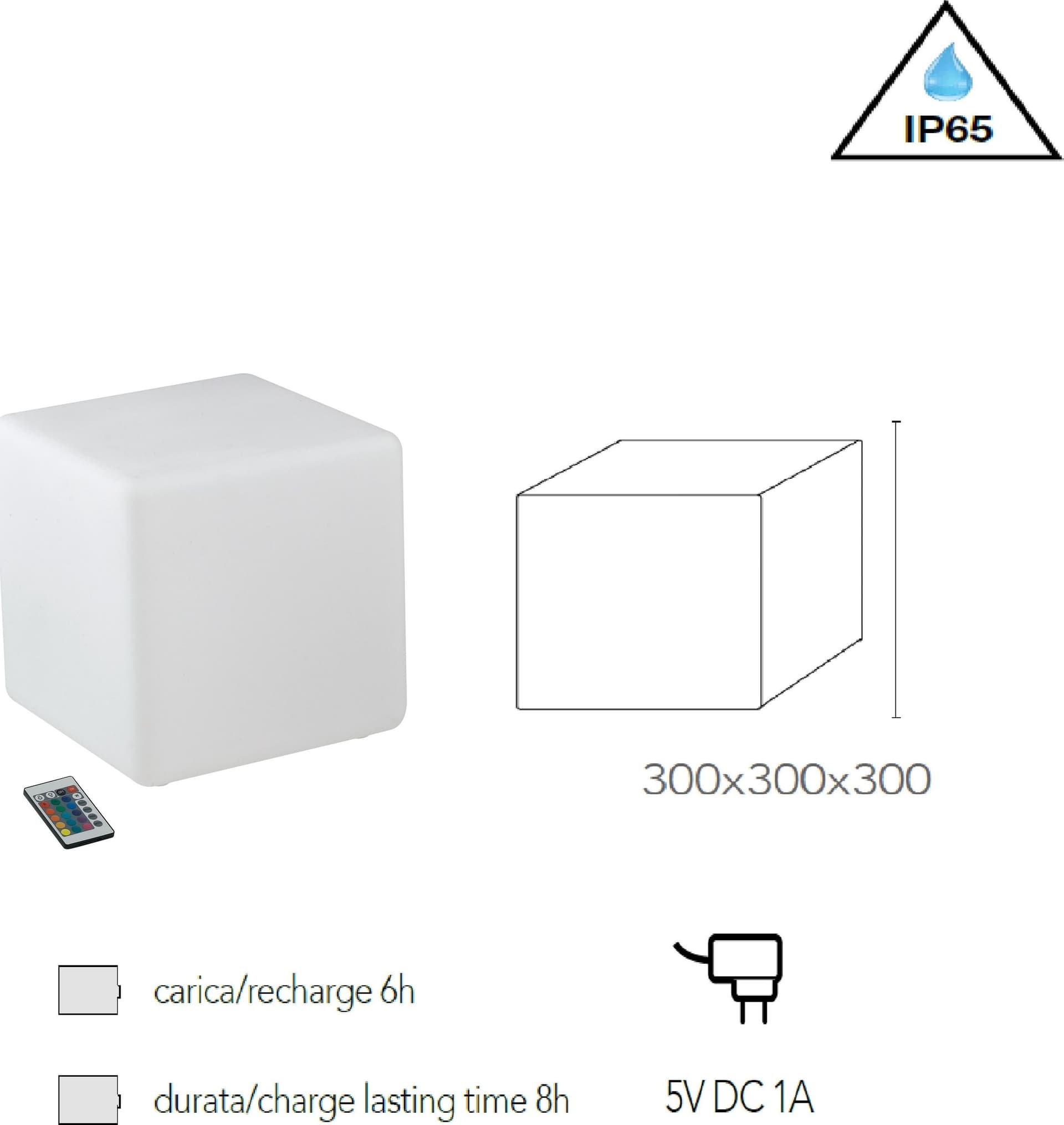 Lume da giardino GECO cubo bianco a LED RGB dimmerabile cambia colore dm 30 cm - 2