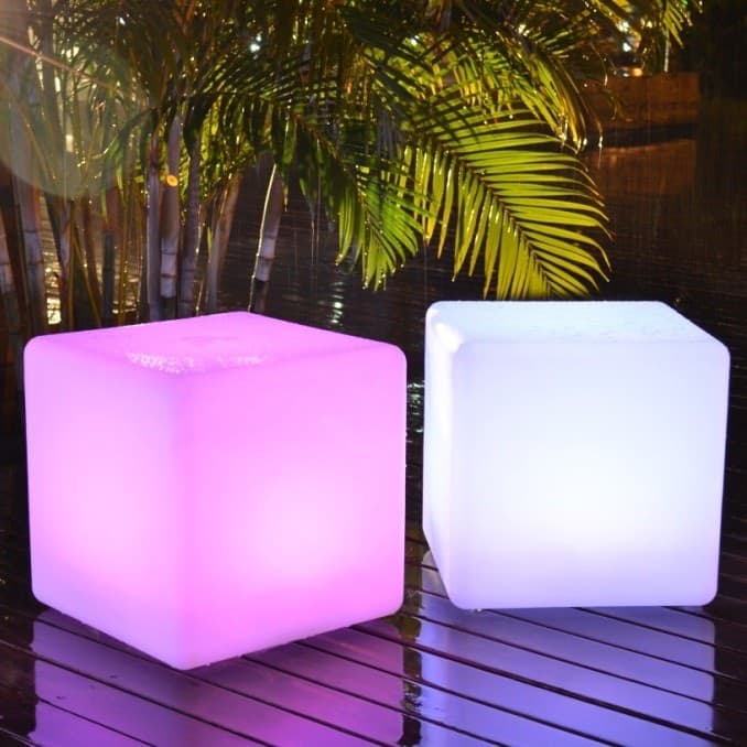 Lume da giardino GECO cubo bianco a LED RGB dimmerabile cambia colore dm 30 cm - 4
