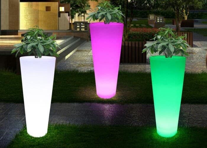 Lampada vaso da giardino GECO bianco a LED RGB dimmerabile cambia colore dm 38 cm Altezza 60 cm - 4