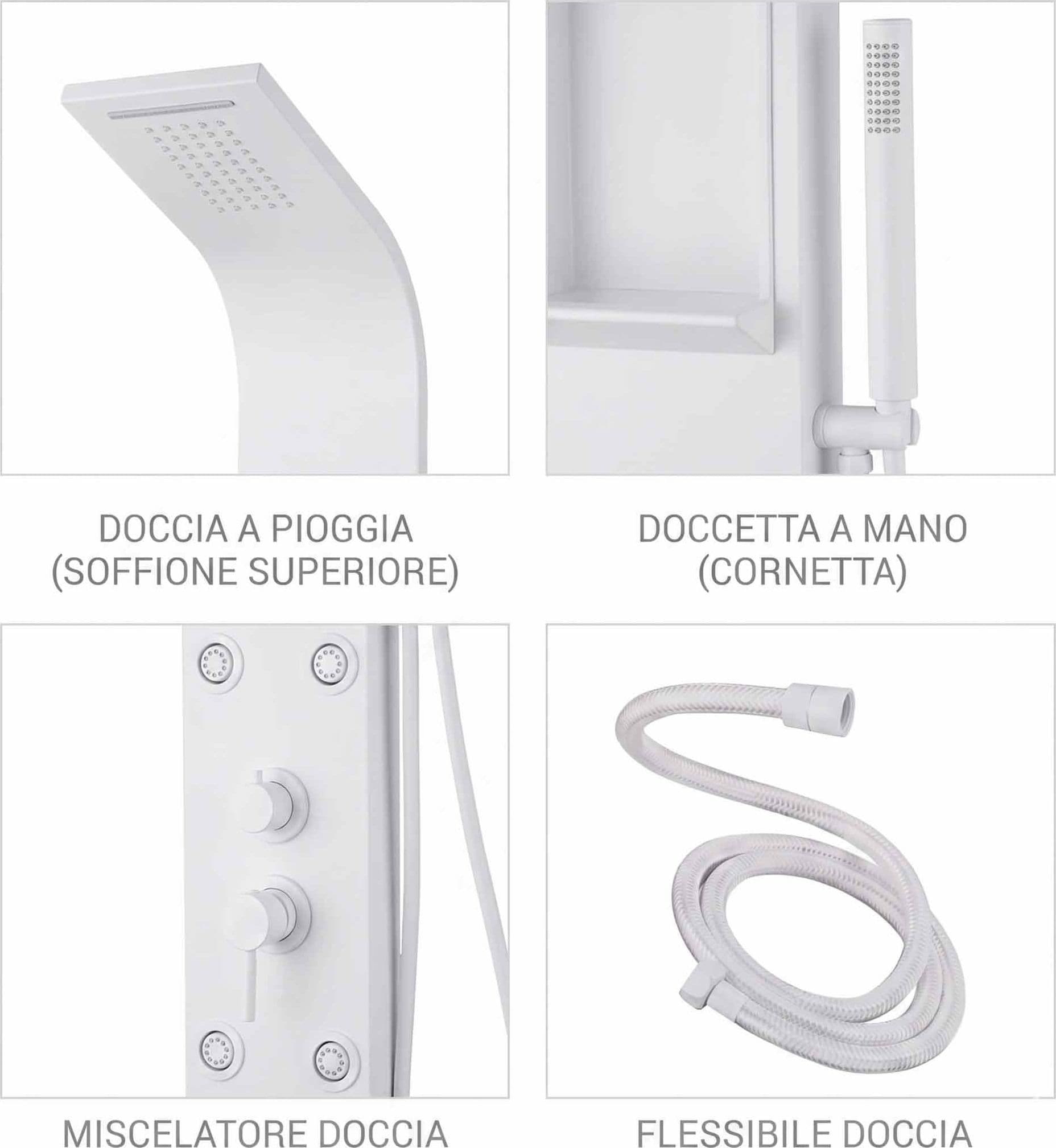 Colonna doccia bianca in acciaio con cascata COMO - 3