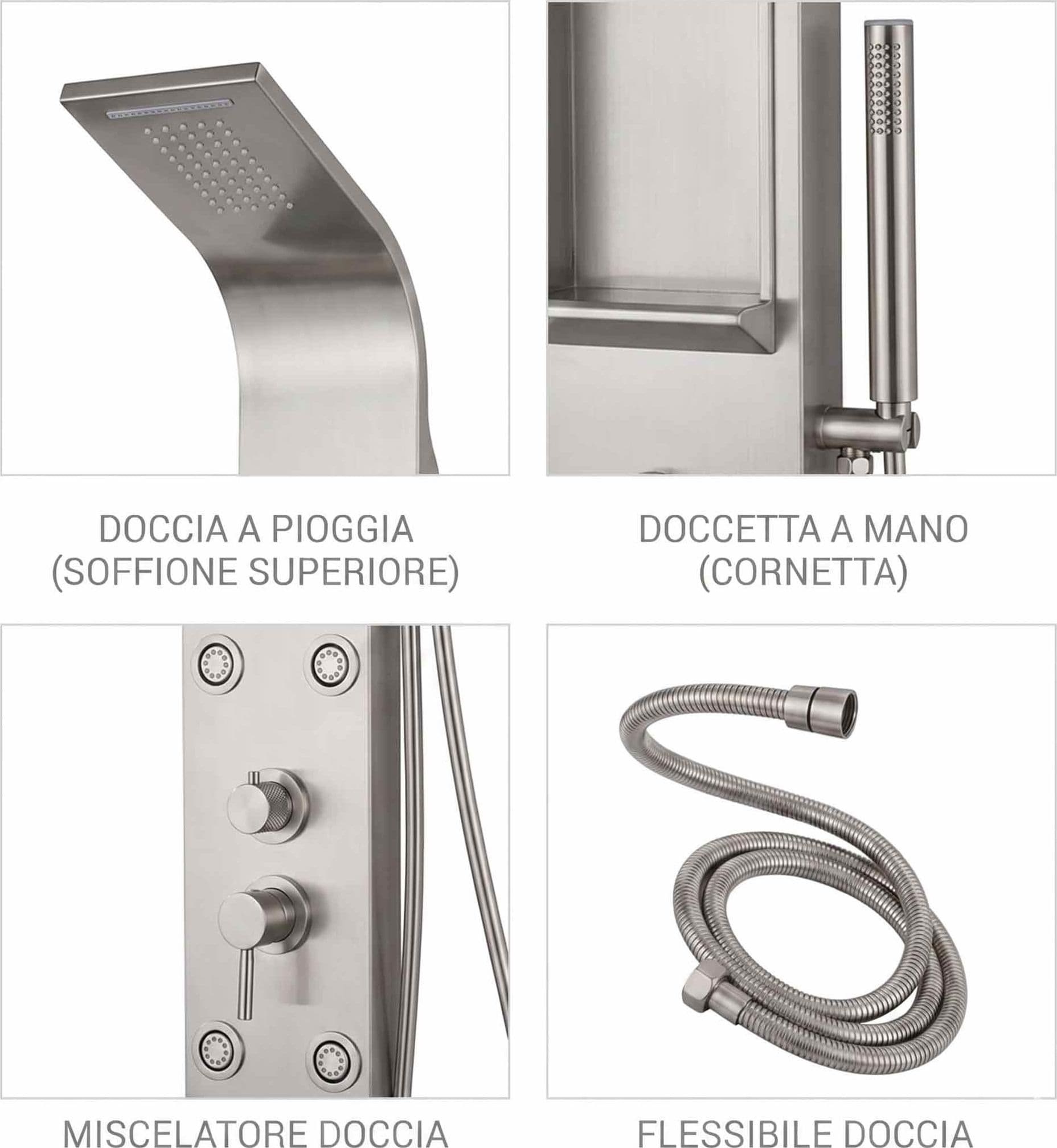 Colonna doccia acciaio satinato con cascata COMO - 3