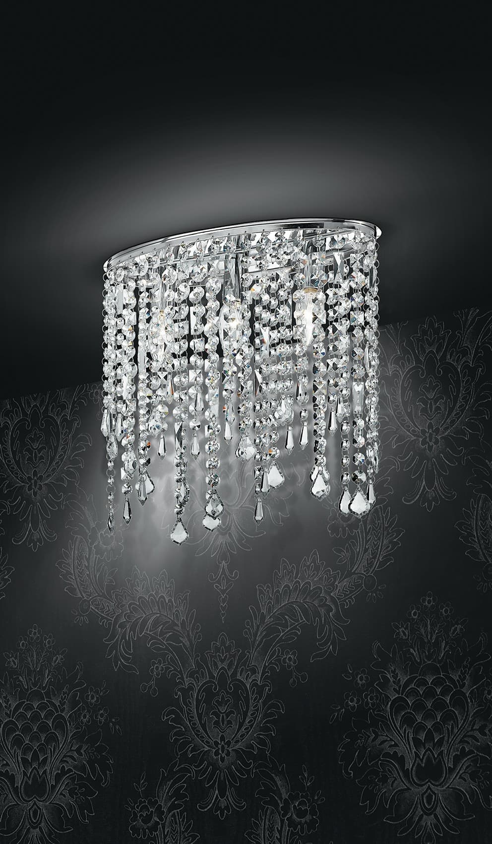Plafoniera Ovale Pendenti Cristalli K9 Lampada Interno Soffitto Classica E14 - 2
