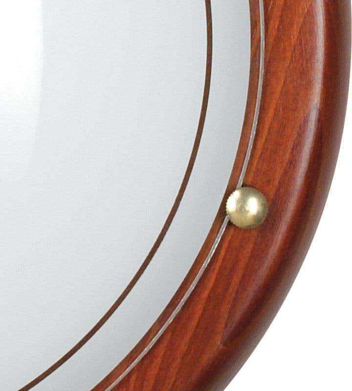 Plafoniera Tonda Cornice Legno Vetro Bianco Classica Interno E27 - 2