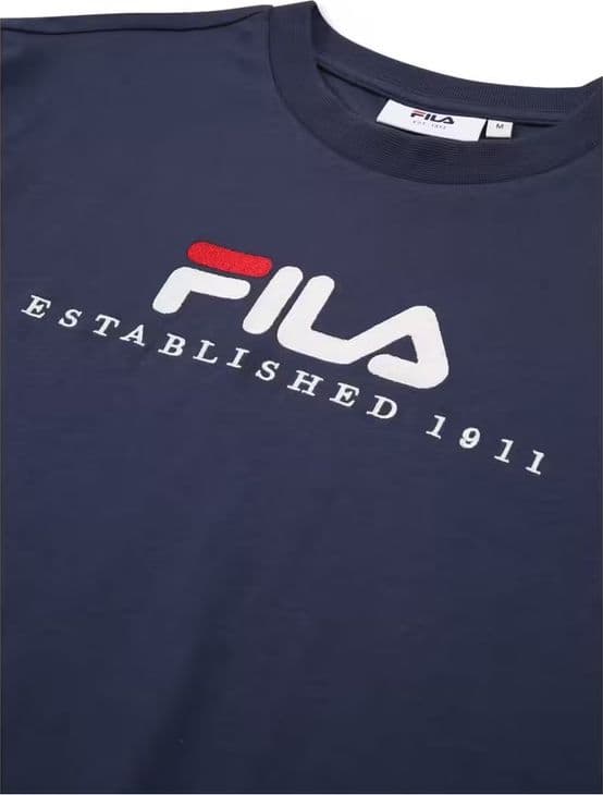 T-shirt Uomo Fila Valsera Regular Logo 100% Cotone, Maglietta Girocollo Maniche Corte Blu - 3