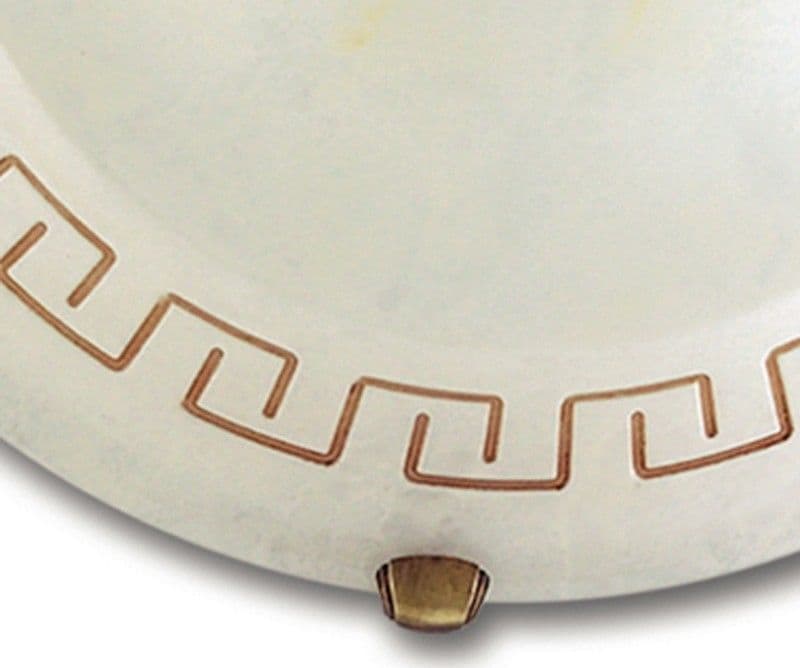 Plafoniera tonda Vetro marmo Ambra Greca Lampada classica 2XE27 - 5