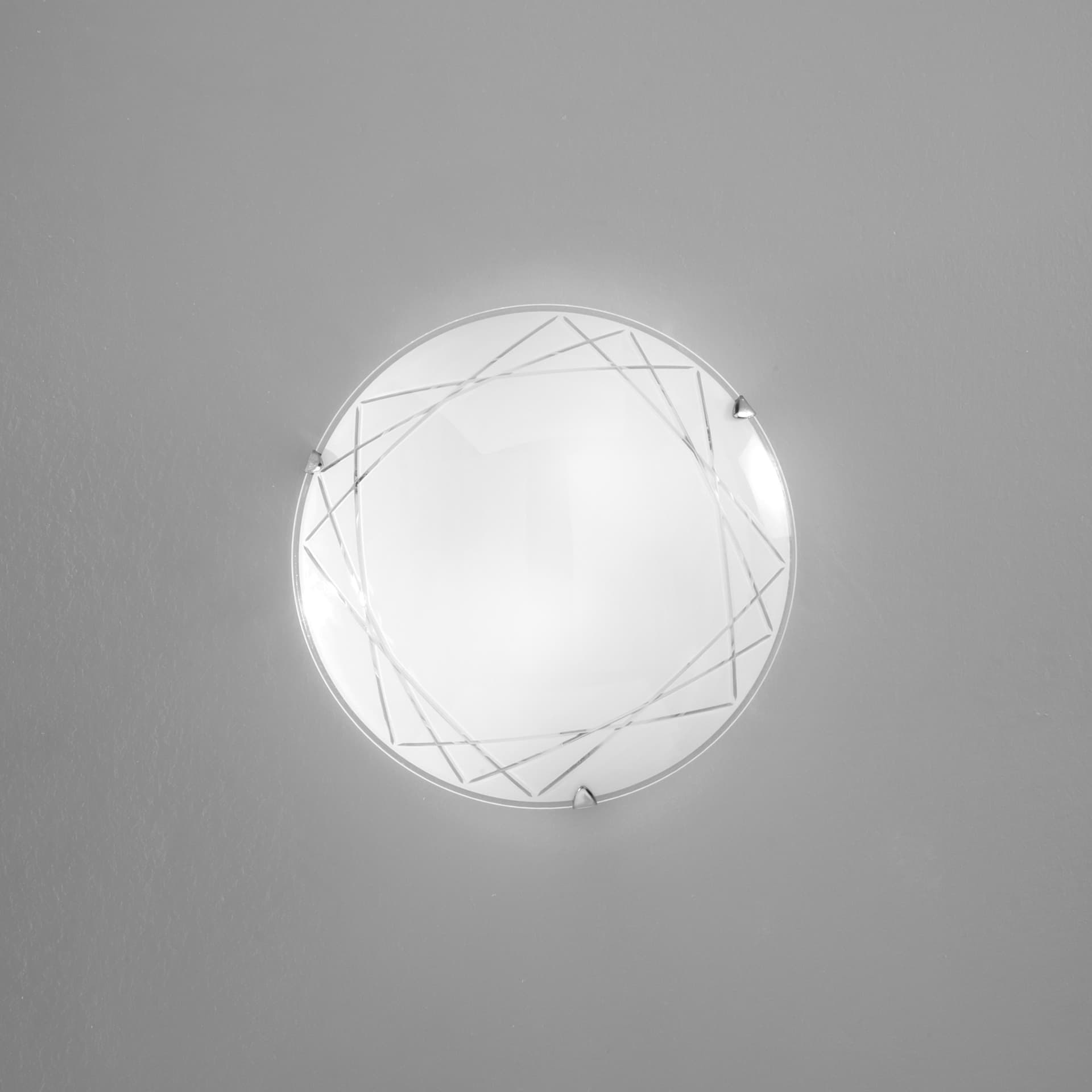 Plafoniera Tonda in Vetro satinato Decoro geometrico dal Design classico 2X 3XE27 - 8