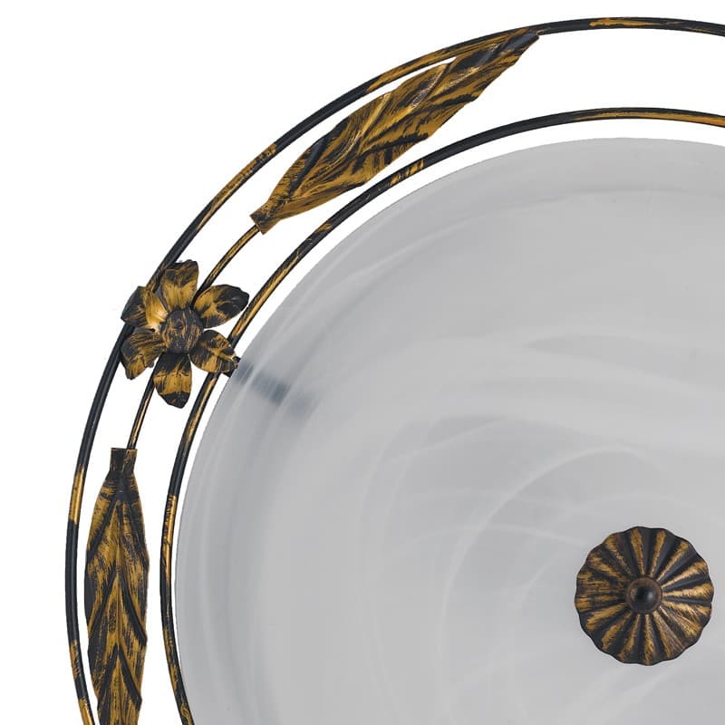 Plafoniera Classica tonda in Vetro Bianco Cornice Metallo anticato Disponibile in 2 dimensioni 2X 3XE27 - 10