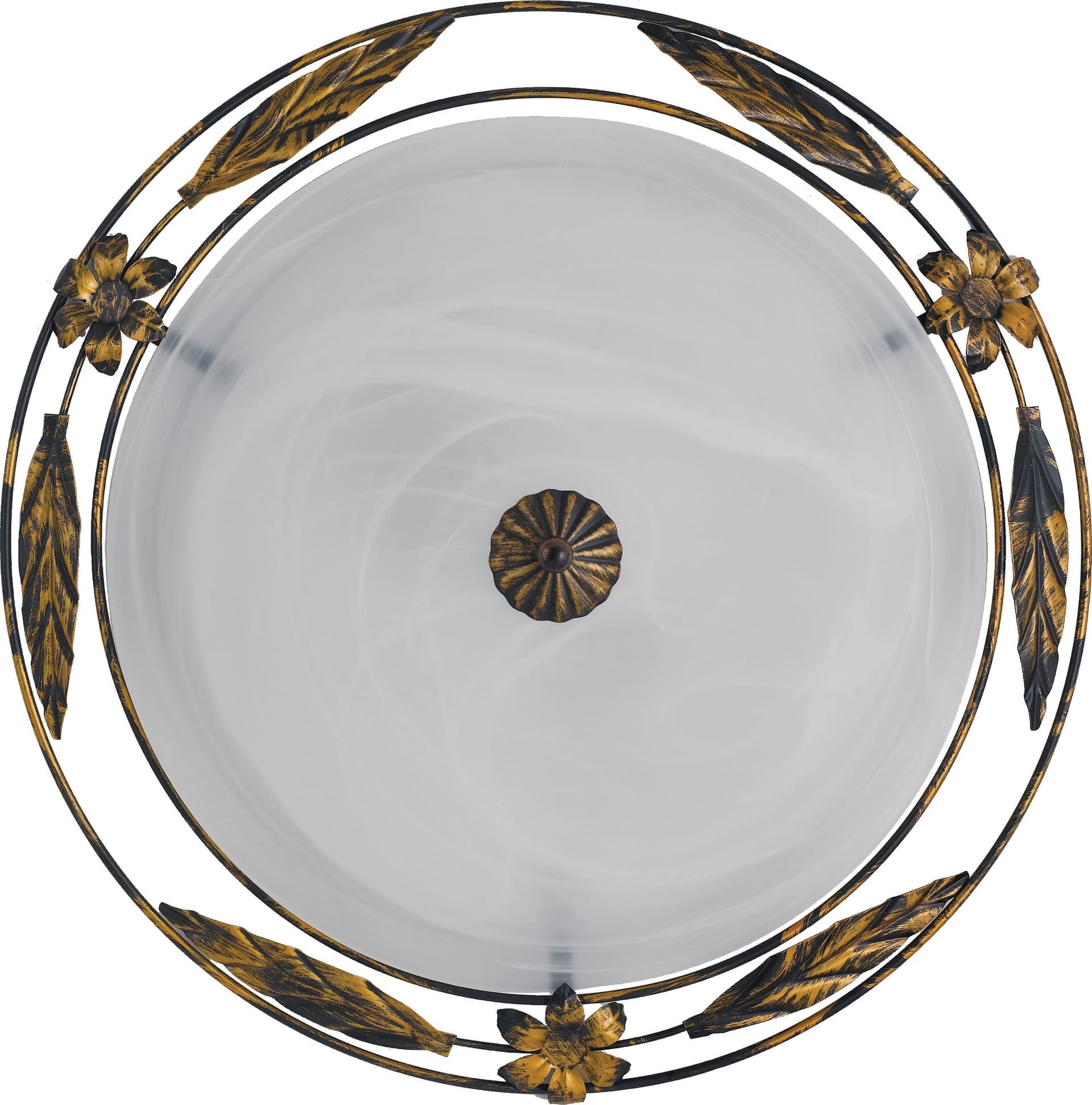 Plafoniera Classica tonda in Vetro Bianco Cornice Metallo anticato Disponibile in 2 dimensioni 2X 3XE27 - 5