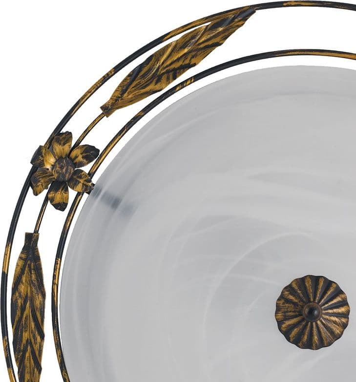 Plafoniera Classica tonda in Vetro Bianco Cornice Metallo anticato Disponibile in 2 dimensioni 2X 3XE27 - 6