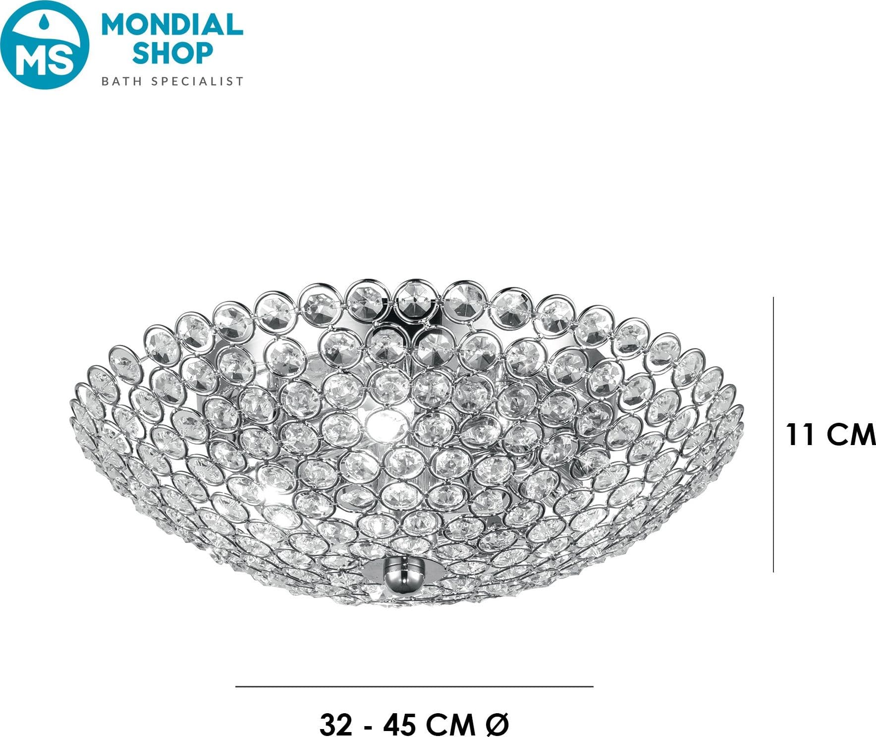 Plafoniera Cristalli K9 e Cromo Specchio Design elegante Disponibile in 2 dimensioni  4X 6XG9 - 3